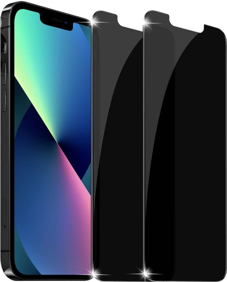 2 Pack Privacy Screen Protector for iPhone 16e/14/13/13 Pro - Anti Spy Tempered Glass with Private Case Friendly Design | Perfect for Office, Banking & Personal Data Protection