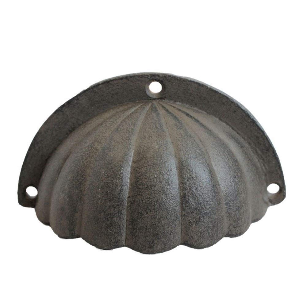 Vintage Cast Iron Door Handle with Shell Pattern - Decorative Cabinet Hardware for Villa, Home & Office Doors | Durable Metal Handle for Interior & Exterior Use