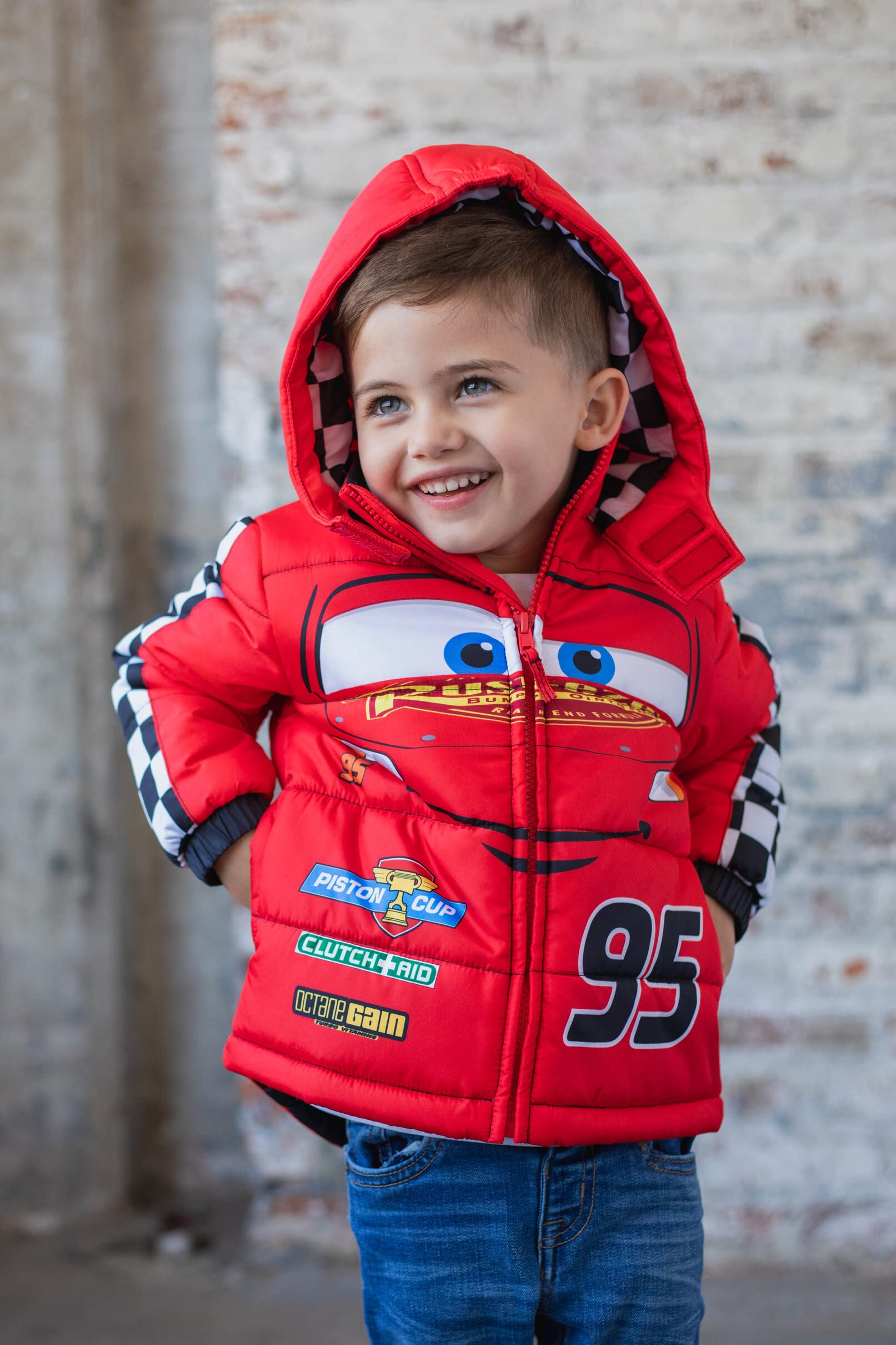 Disney Pixar Cars Mickey Mouse Lightning McQueen Puffer Jacket for Toddlers & Kids - Warm Winter Coat for Boys & Girls, Perfect for Outdoor Play & Disney Theme Park Visits