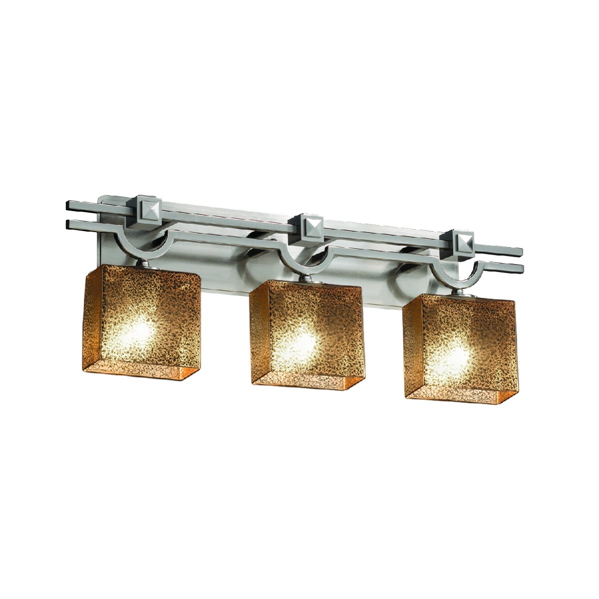 Argyle 3 Rectangle Shade LED Bathroom Light Bar in Brushed Nickel - FSN-8503-55-MROR-NCKL-LED3-2100 - Perfect for Modern Bathroom Vanity Lighting and Contemporary Home Decor