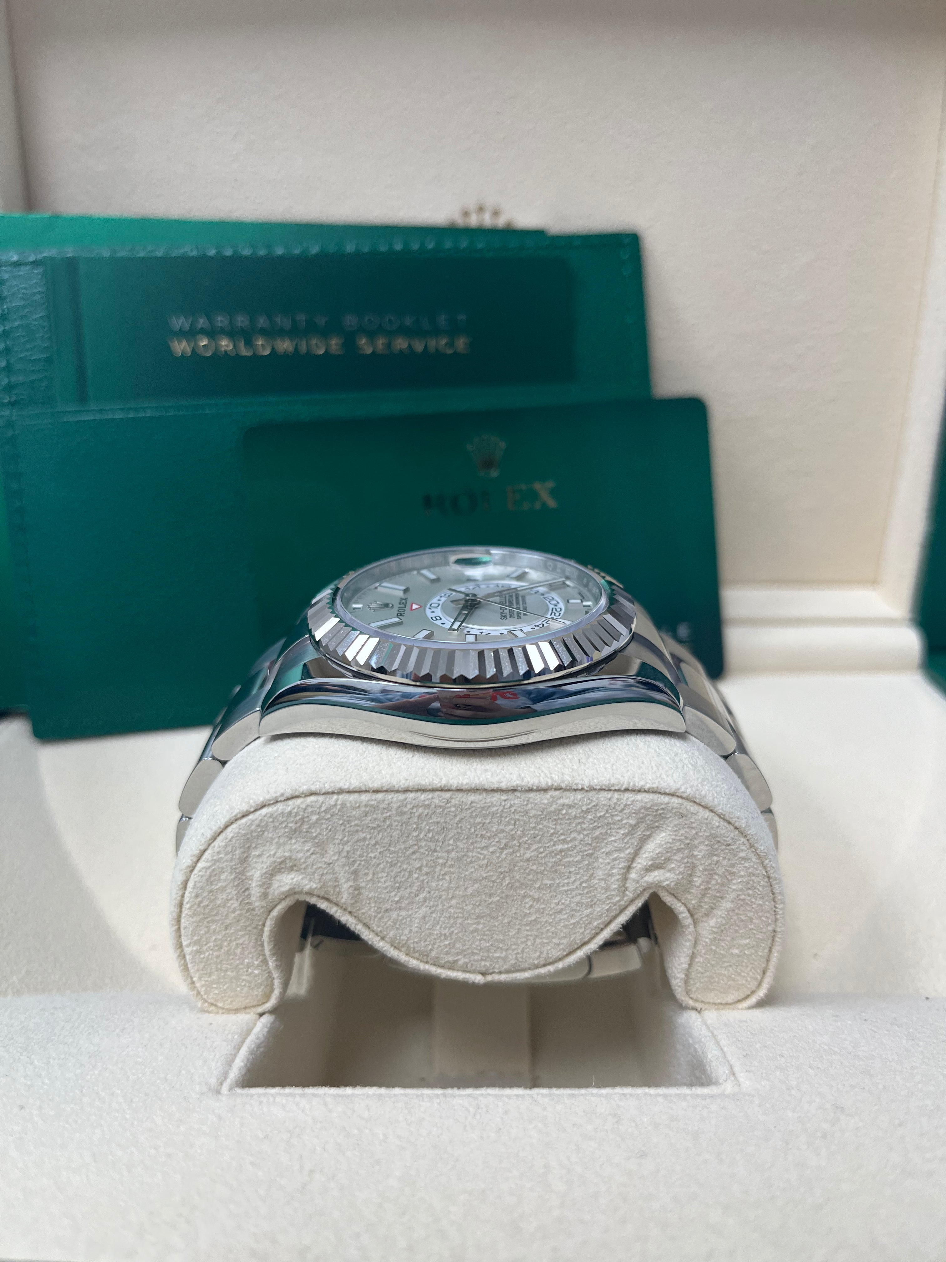 Rolex Sky Dweller 42mm White Gold & Steel Watch with White Index Dial & Oyster Bracelet (Ref# 326934) - Luxury Dress Watch for Business & Formal Occasions