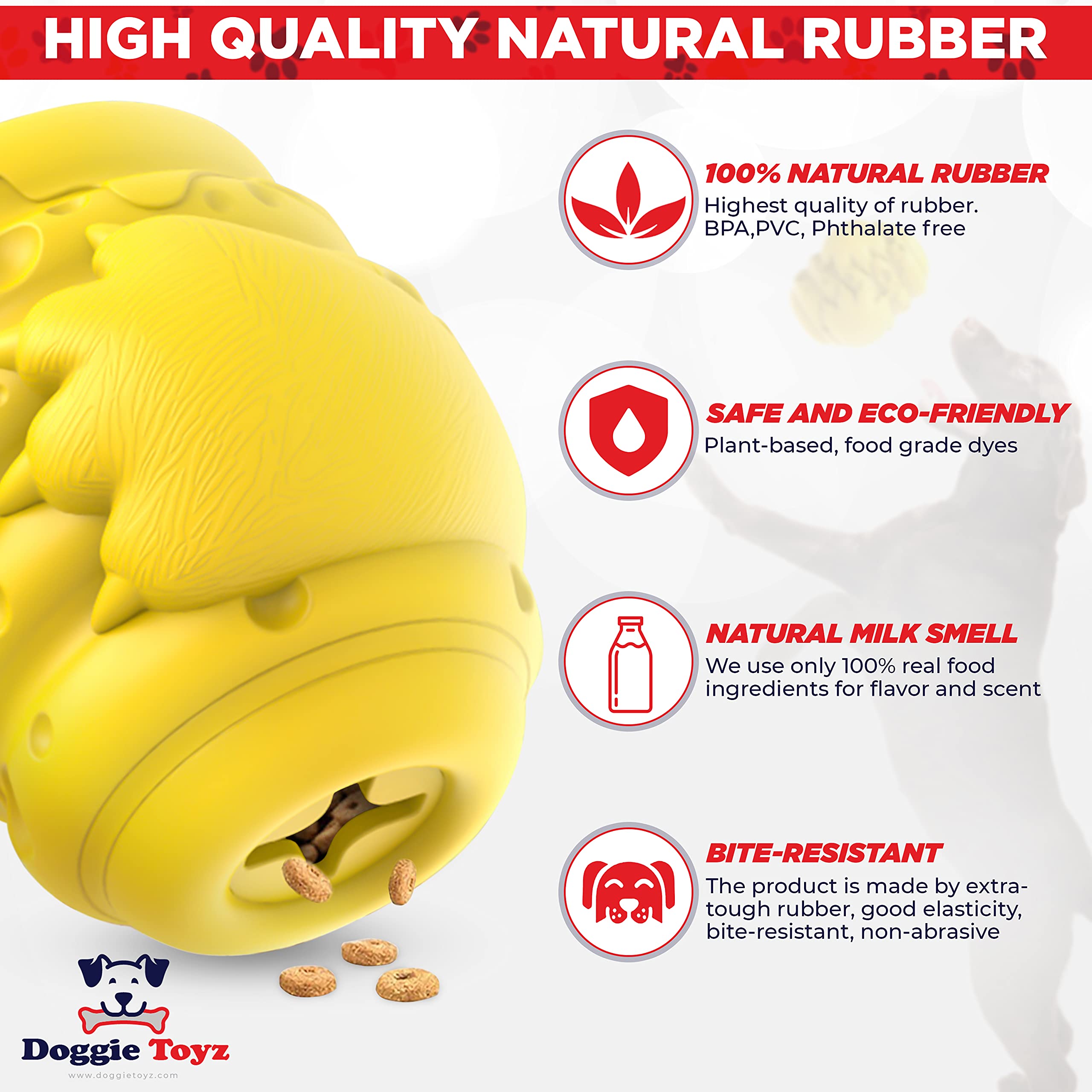 Durable Dog Chew Toys for Aggressive Chewers - Interactive Puzzle Treat Dispenser for Medium & Large Dogs - Natural Rubber Teething Chew Toy for Strong Chewers - Perfect for Training, Boredom Relief & Dental Health