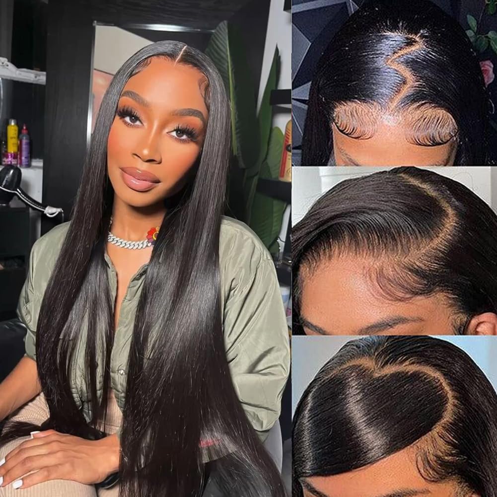 30 Inch Lace Front Wigs Human Hair - 13x4 Straight Pre Plucked Glueless HD Transparent Lace Wig with 180% Density for Black Women | Natural Color | Perfect for Daily Wear, Parties & Special Occasions