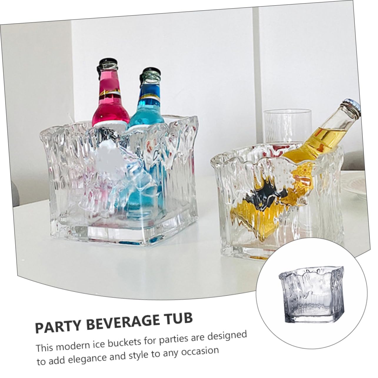 Premium Glass Ice Bucket for Wine & Beer - Leakproof & Durable Bar Accessory - Perfect for Parties, Weddings & Home Entertaining