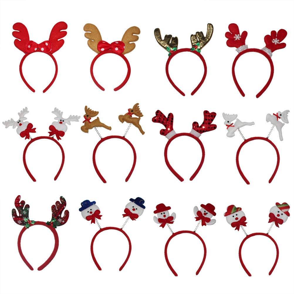 Festive Santa Claus & Snowman Christmas Headbands - Pack of 12 for Holiday Parties, Xmas Costumes & Family Gatherings - Perfect for Christmas Celebrations, Office Parties & New Year Events