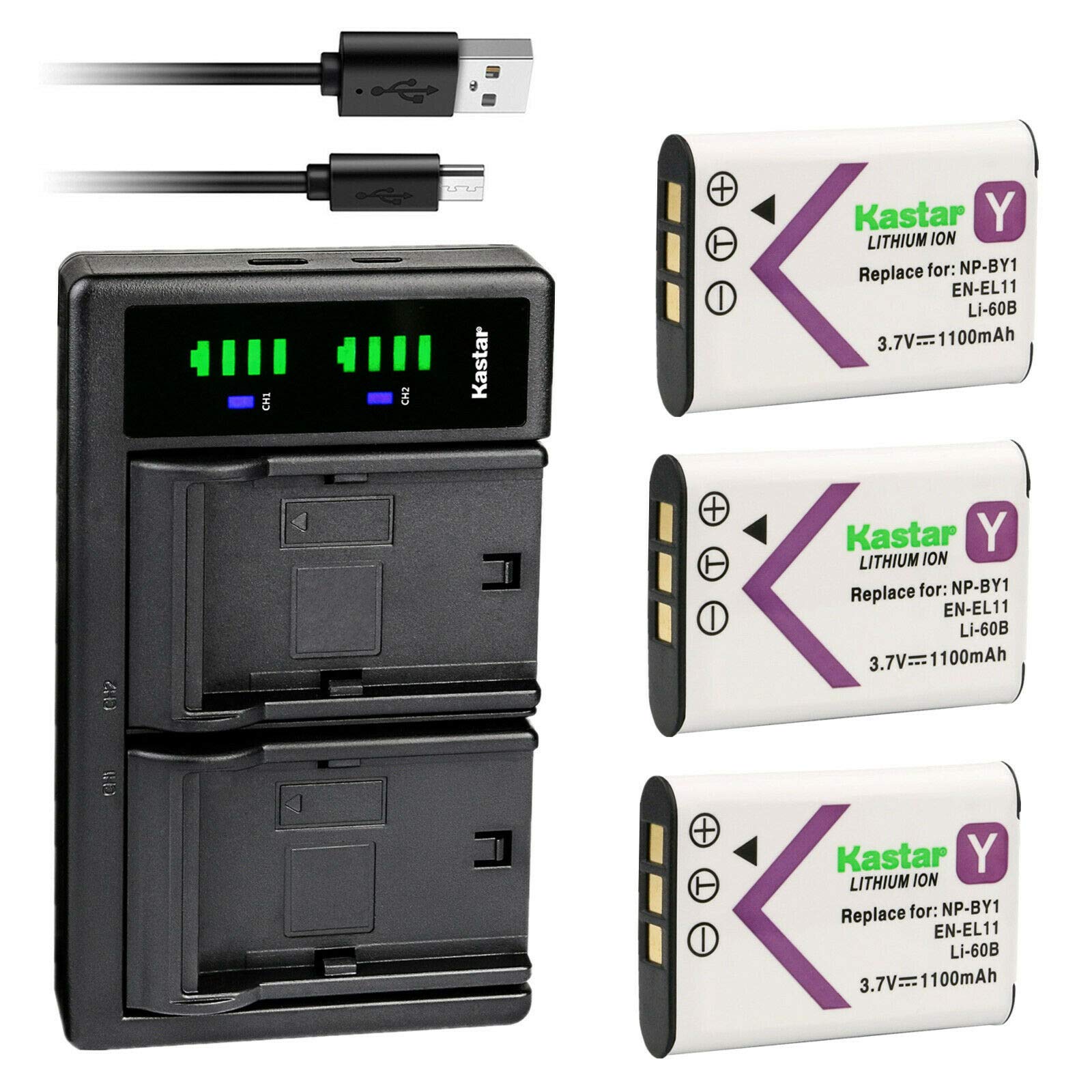 Kastar 3-Pack EN-EL11 Replacement Battery & LTD2 USB Charger for Nikon COOLPIX S550/S560 Digital Cameras - Compatible with MH-64 Charger | Perfect for Travel, Photography & Backup Power