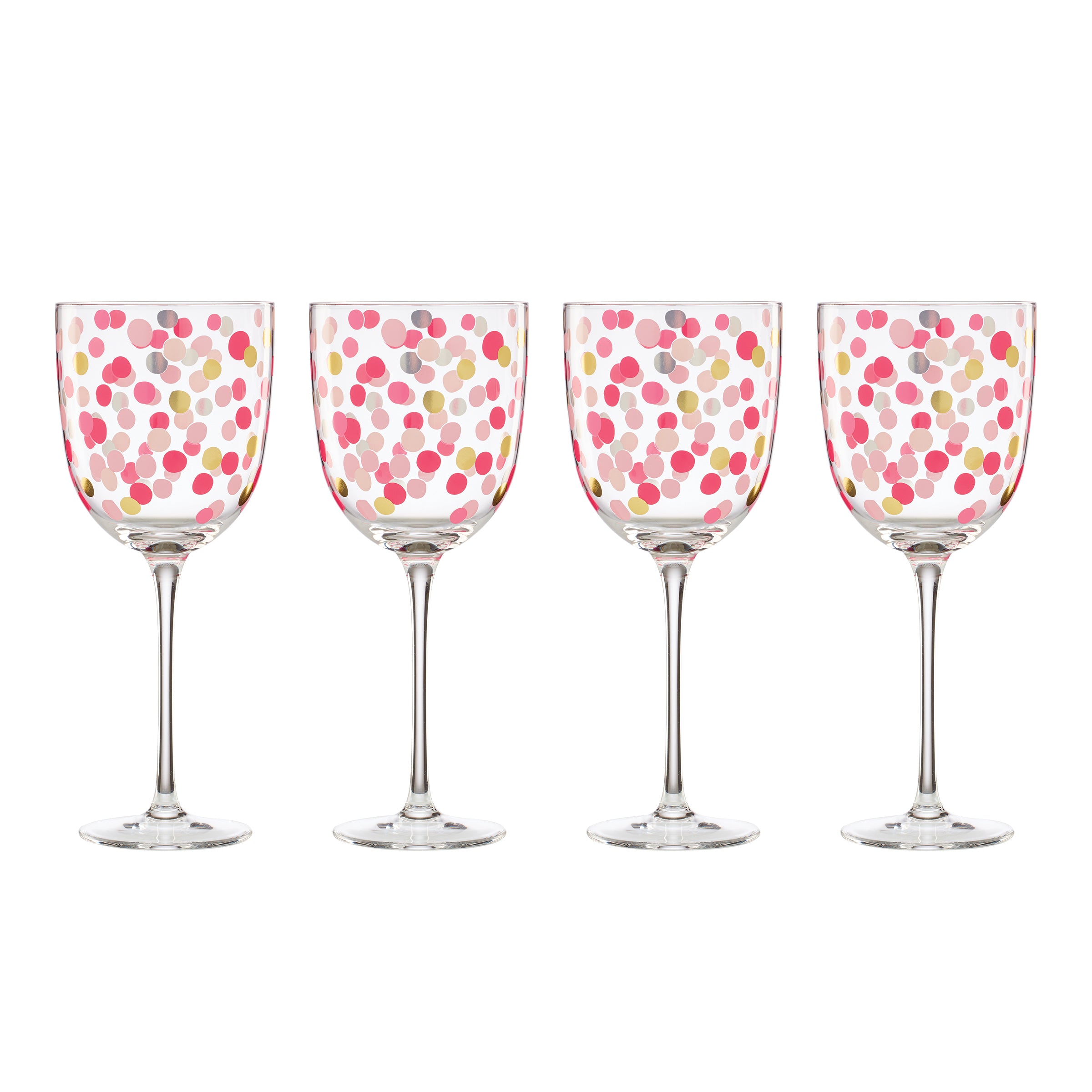 Set of 4 Colorful Confetti Wine Glasses - Perfect for Parties, Weddings & Celebrations - Shatterproof Stemware for Festive Drinks