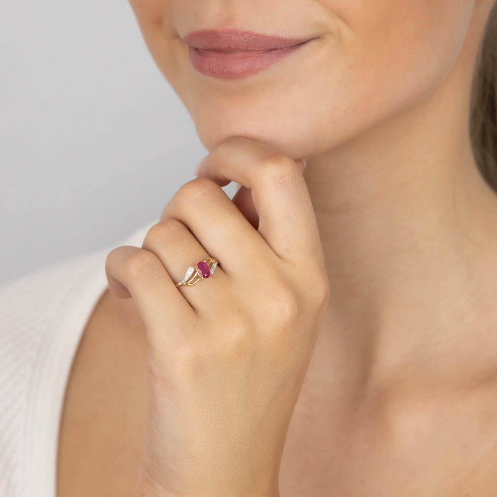 0.65 Carat Natural Ruby & Diamond Ring in 9K Yellow Gold - Elegant Jewelry for Engagement, Anniversary & Special Occasions