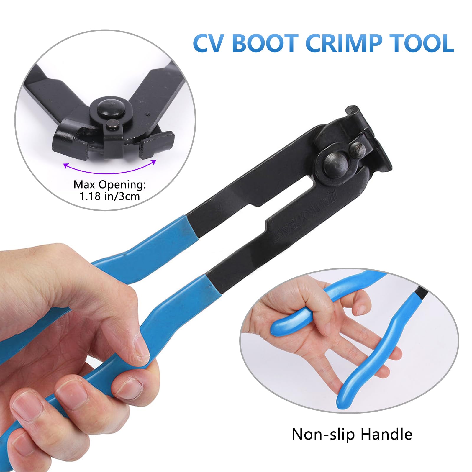 2 CV Boot Clamp Pliers with 20PCS 304 Stainless Steel CV Boot Clamps - Professional CV Axle Removal Tool & Hose Band Pliers for Car Repair - Dust Cover Clip Removal & Axle Banding Tool Kit (Blue) - Perfect for Auto Mechanics & DIY Vehicle Maintenance
