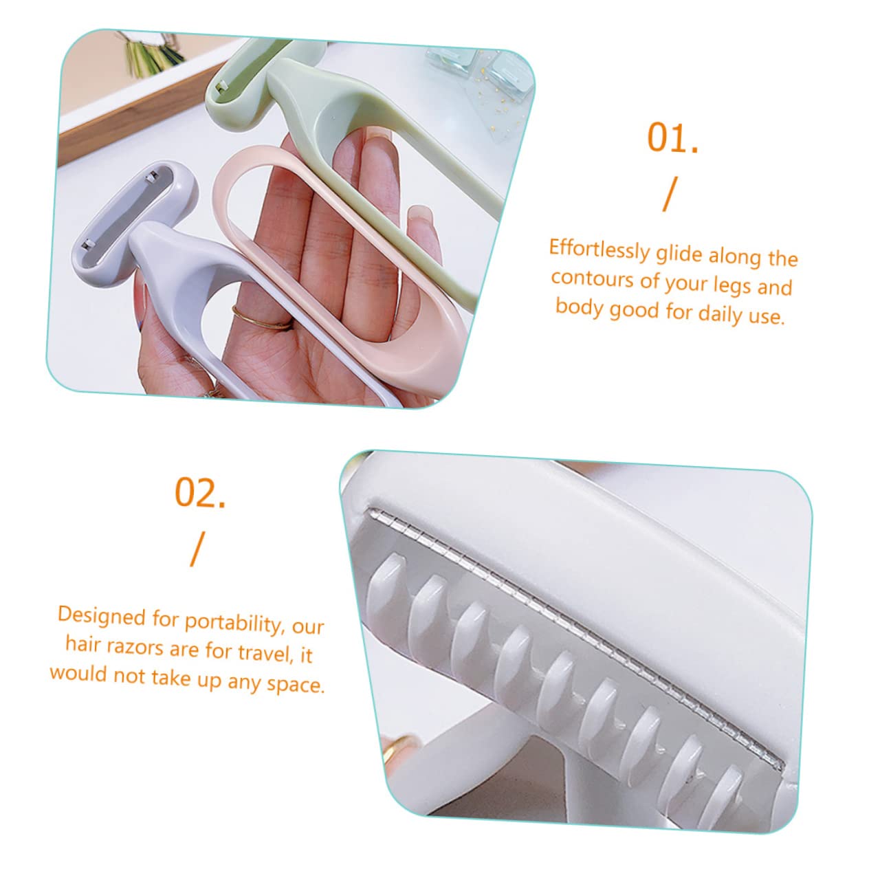 4-Piece Women's Shaving Kit - Portable Eyebrow Razor, Armpit & Bikini Trimmer, Facial & Body Shaver with Grey Resin Handle - Perfect for Travel, Salon & Home Grooming