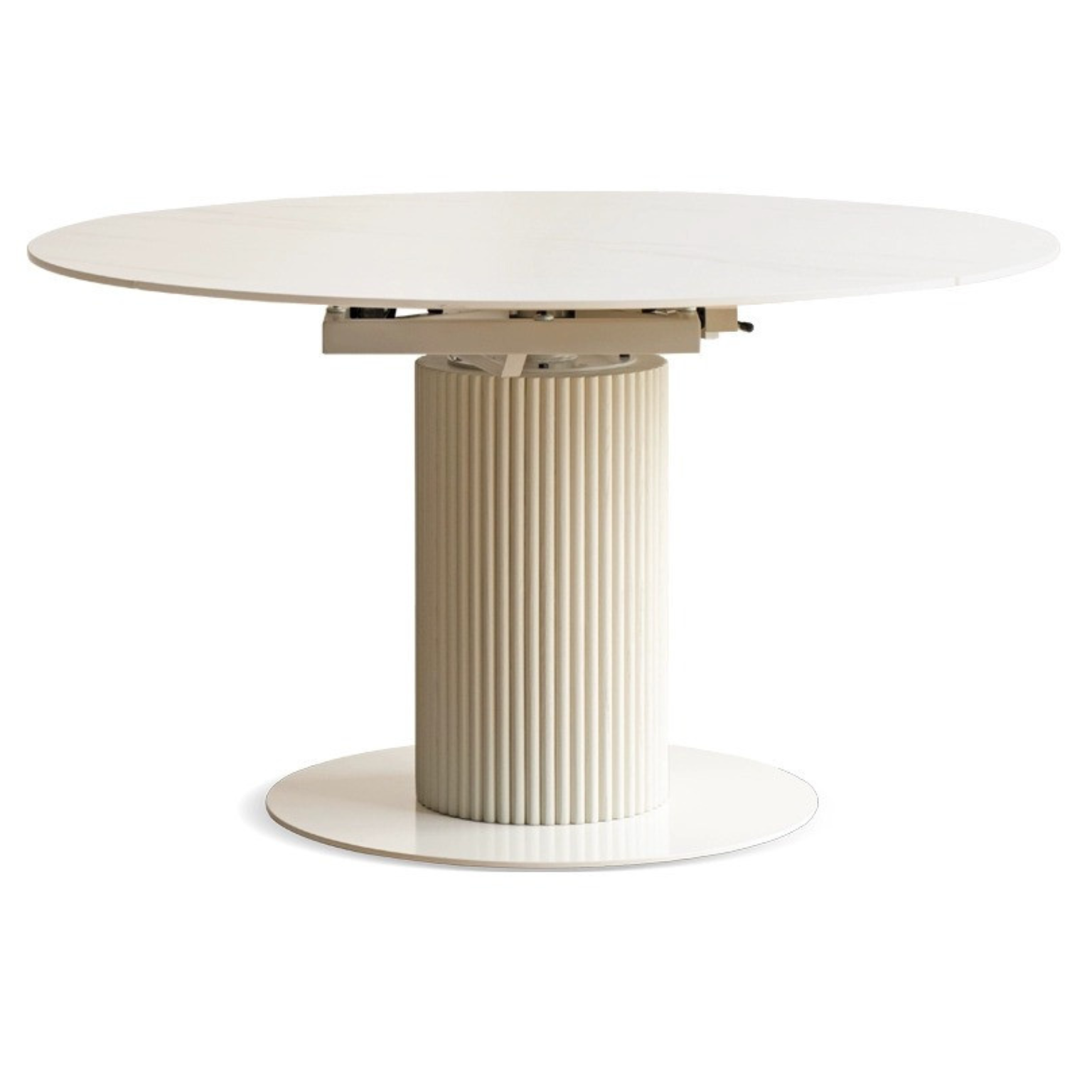 out of stock 53.1x35.4-53.1x29.9 inch / 135x90-135x76cm / Warm white / Rotating telescopic dining table