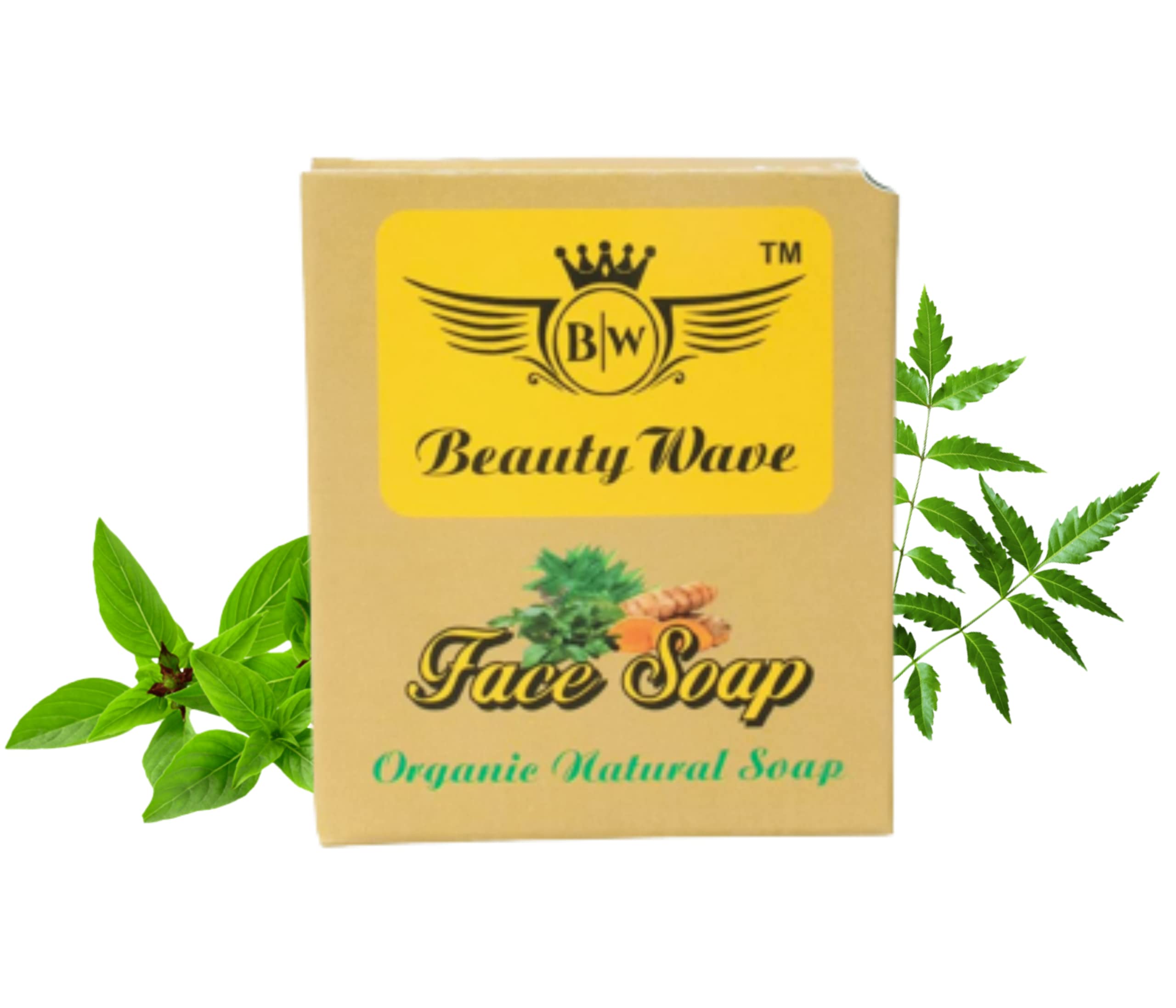 BW Beauty Wave Natural Face Soap Bar - Herbal Foaming Cleanser for Soft, Hydrated & Nourished Skin | Brightening & Whitening Facial Soap for All Skin Types | Perfect for Daily Skincare Routine & Gentle Makeup Removal