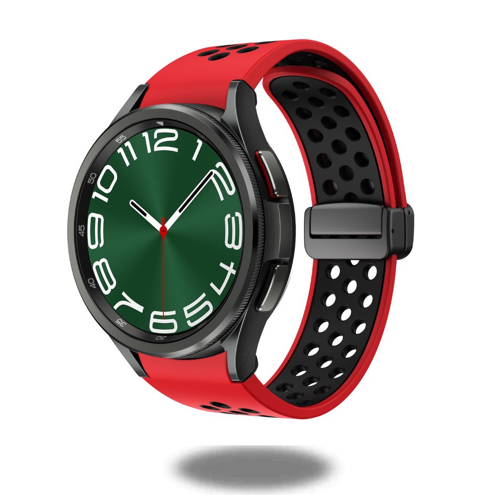 Durable Magnetic Silicone Watch Band with D Buckle Clasp - Adjustable & Secure Strap for Apple Watch, Fitbit, Samsung Galaxy - Perfect for Workouts, Running & Everyday Wear