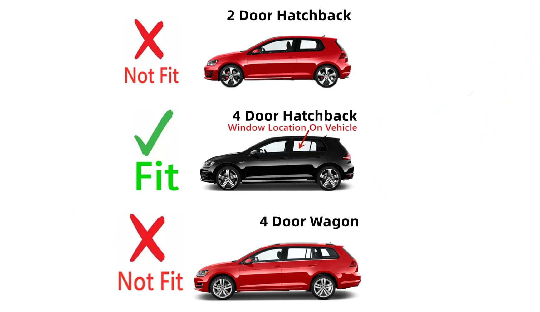 Volkswagen Golf/Golf GTI/e-Golf 4-Door Hatchback 2015-2021 Driver Side Rear Window Glass Replacement - Perfect for DIY Auto Repair & Window Damage Fixes