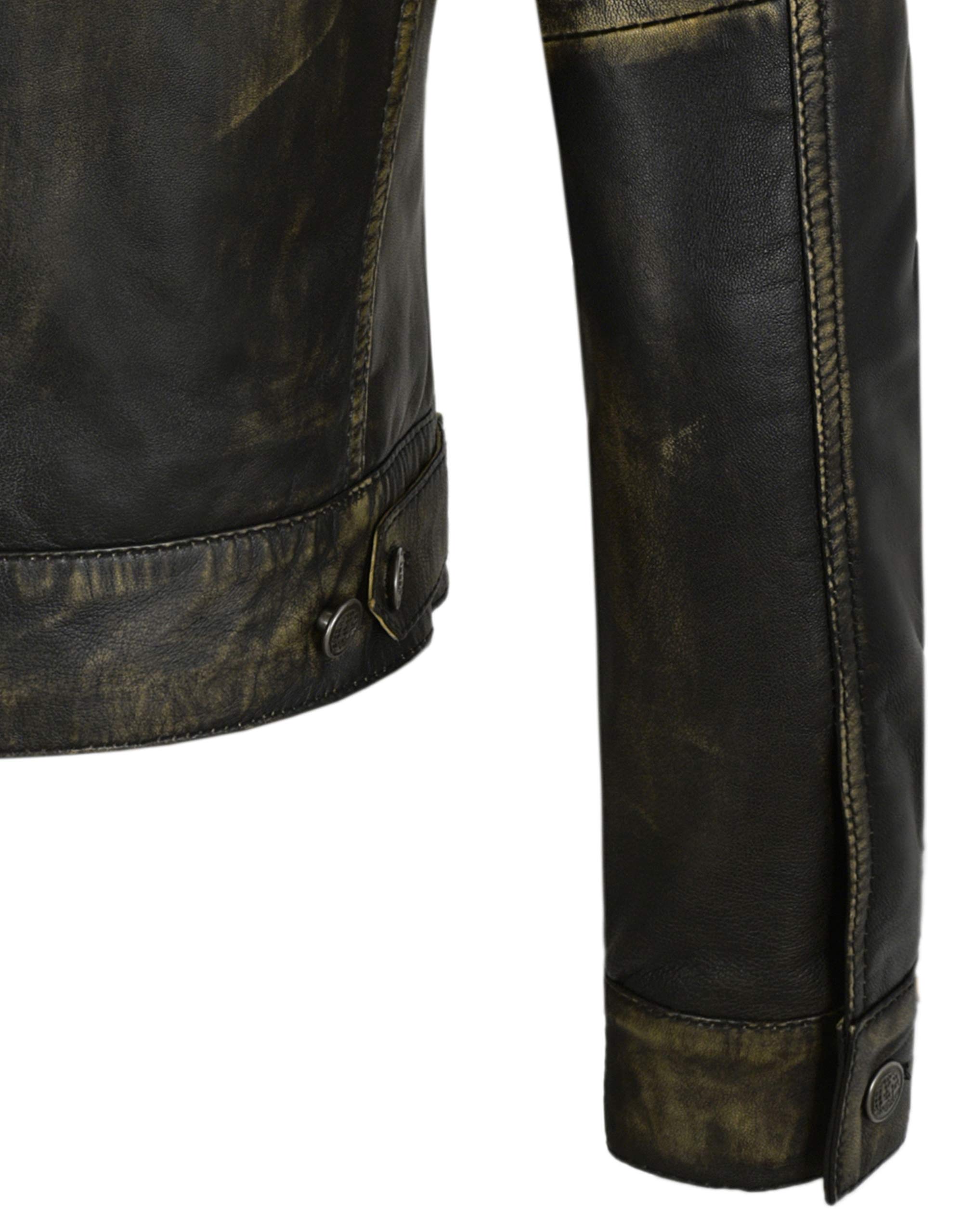 Vintage Women's Real Leather Trucker Jacket - Distressed Washed Leather Shirt Jacket for Casual Wear & Motorcycle Riding (1680)