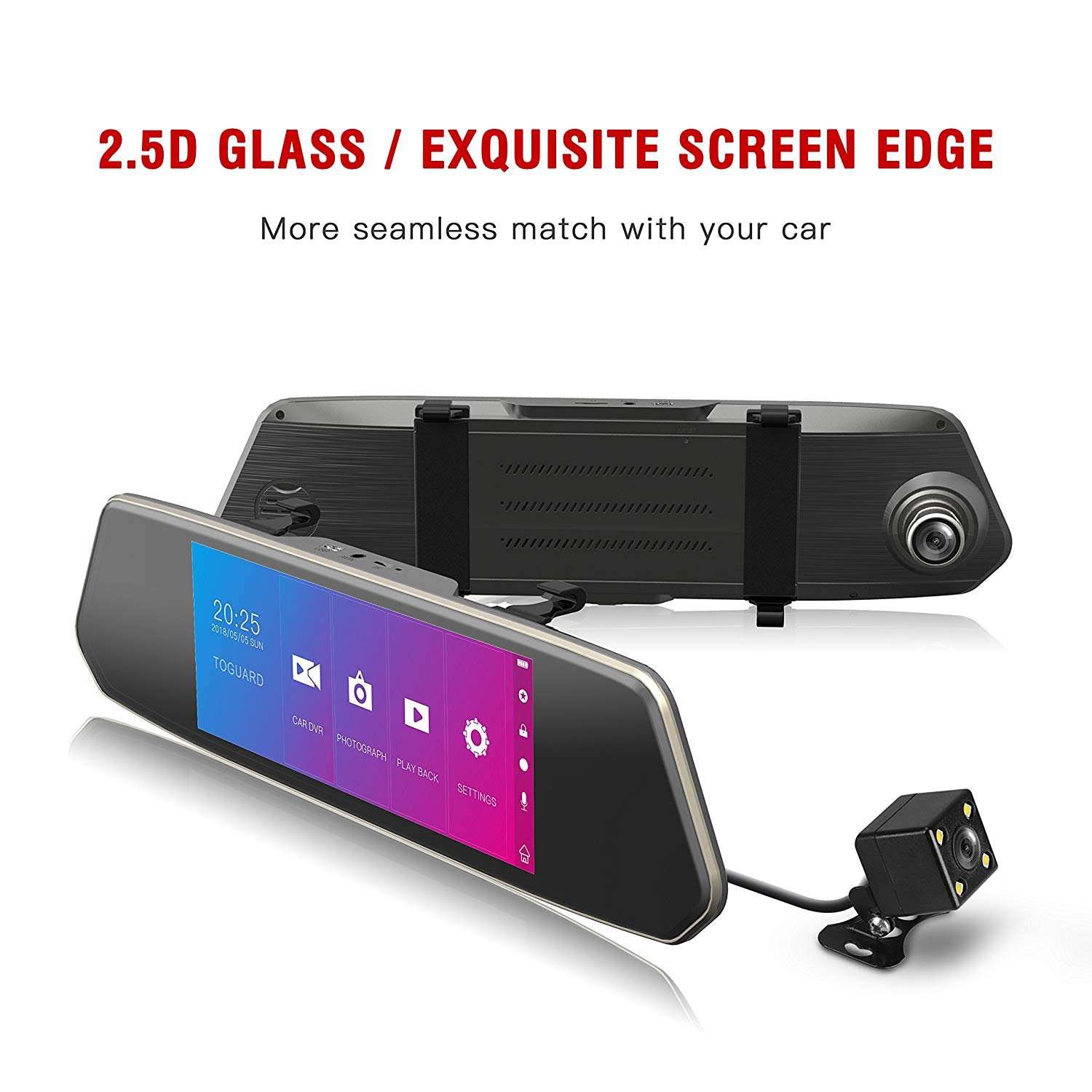 7 Inch Touch Screen Rearview Mirror Dash Cam with Front & Rear Dual Lens - 1080P HD Night Vision, Parking Assistance, Loop Recording for Cars, SUVs, Trucks | Perfect for Daily Commuting, Road Trips & Parking Safety