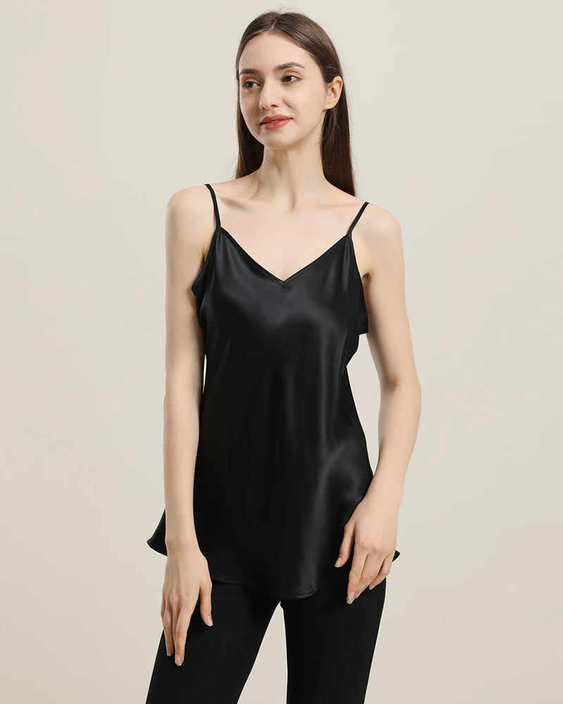 19Momme V-Neck Silk Camisole for Women - Luxury Soft Sleepwear & Loungewear - Perfect for Nightwear, Bridal Shower & Relaxing at Home