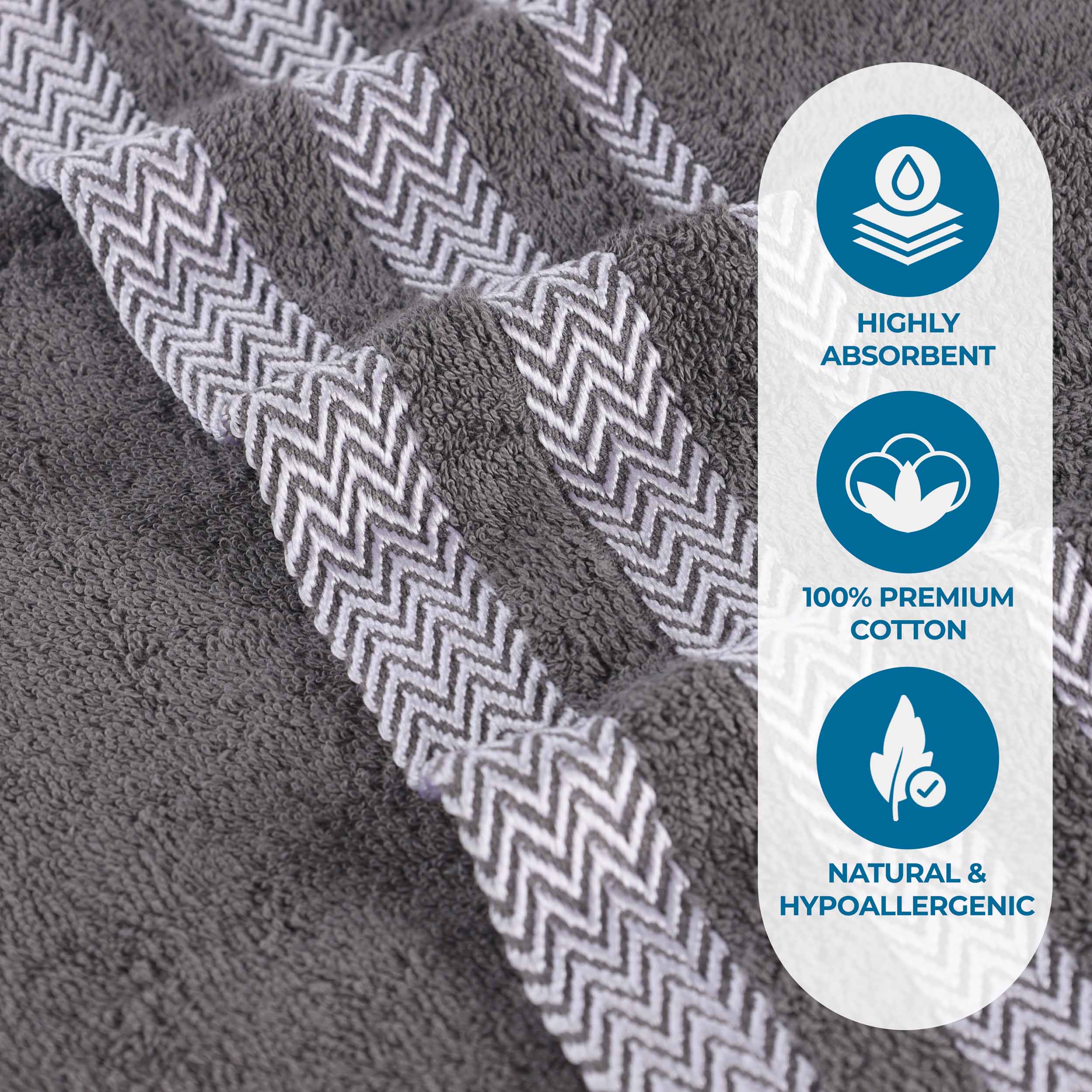 Premium Hays Cotton Soft Medium Weight Bath Towel Set of 3 - Ultra Absorbent & Quick Dry - Luxury Spa & Bathroom Essentials for Home, Hotel, Gym Use