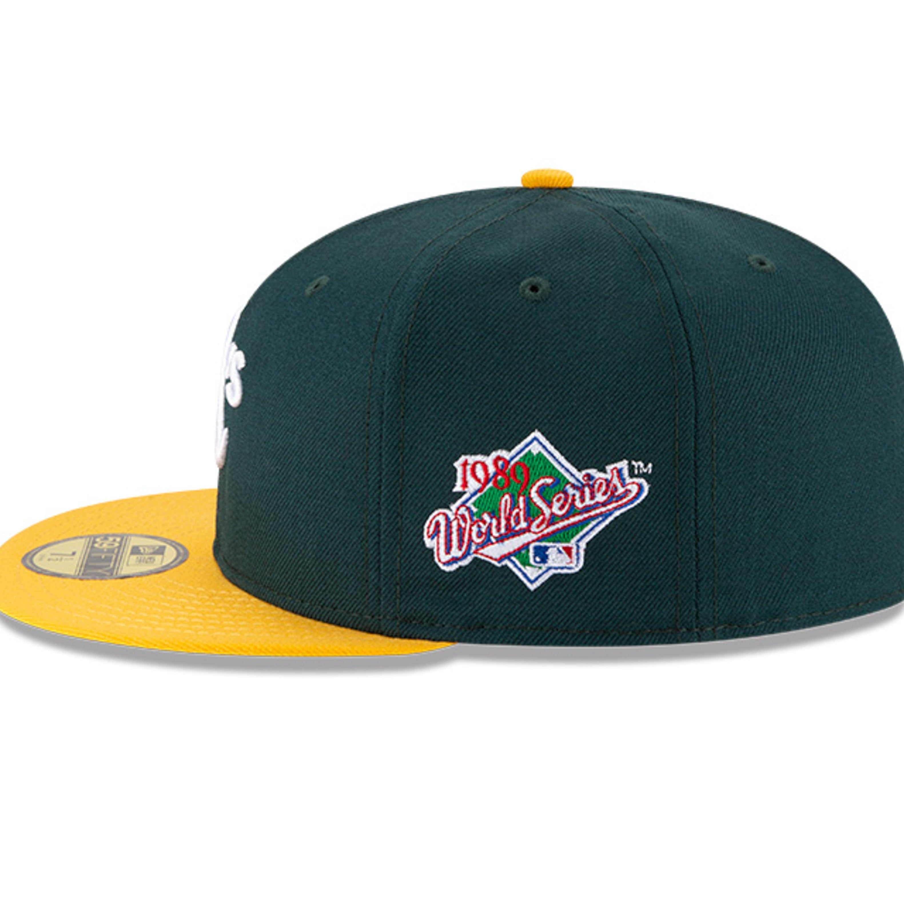 New Era 59Fifty Oakland Athletics 1989 World Series Snapback Hat - Green & Gold Baseball Cap for Men & Women - Perfect for Games, Collecting & Streetwear Fashion