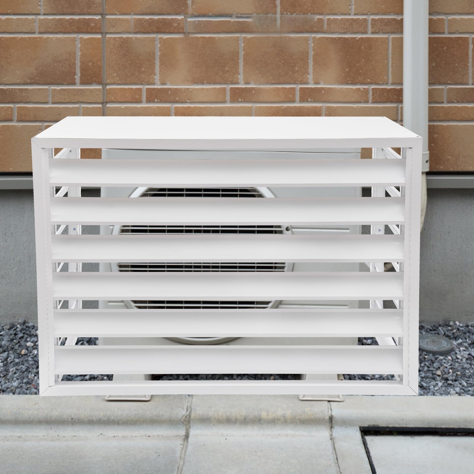 Durable Aluminum Alloy AC Fence Screen - 4-Panel Weatherproof Outdoor Air Conditioner Cover for Privacy & Protection (White) - Perfect for Backyard, Patio & Home Exterior AC Units
