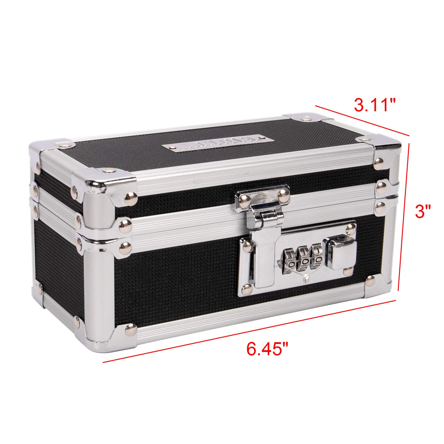 Vaultz Medicine Lock Box with Combination Lock - 6.5 x 3 x 3.25 Inch Secure Storage for Medications, Pills, Inhalers & Valuables - Portable Safe for Home, Travel & Office Use - Black (VZ03926)