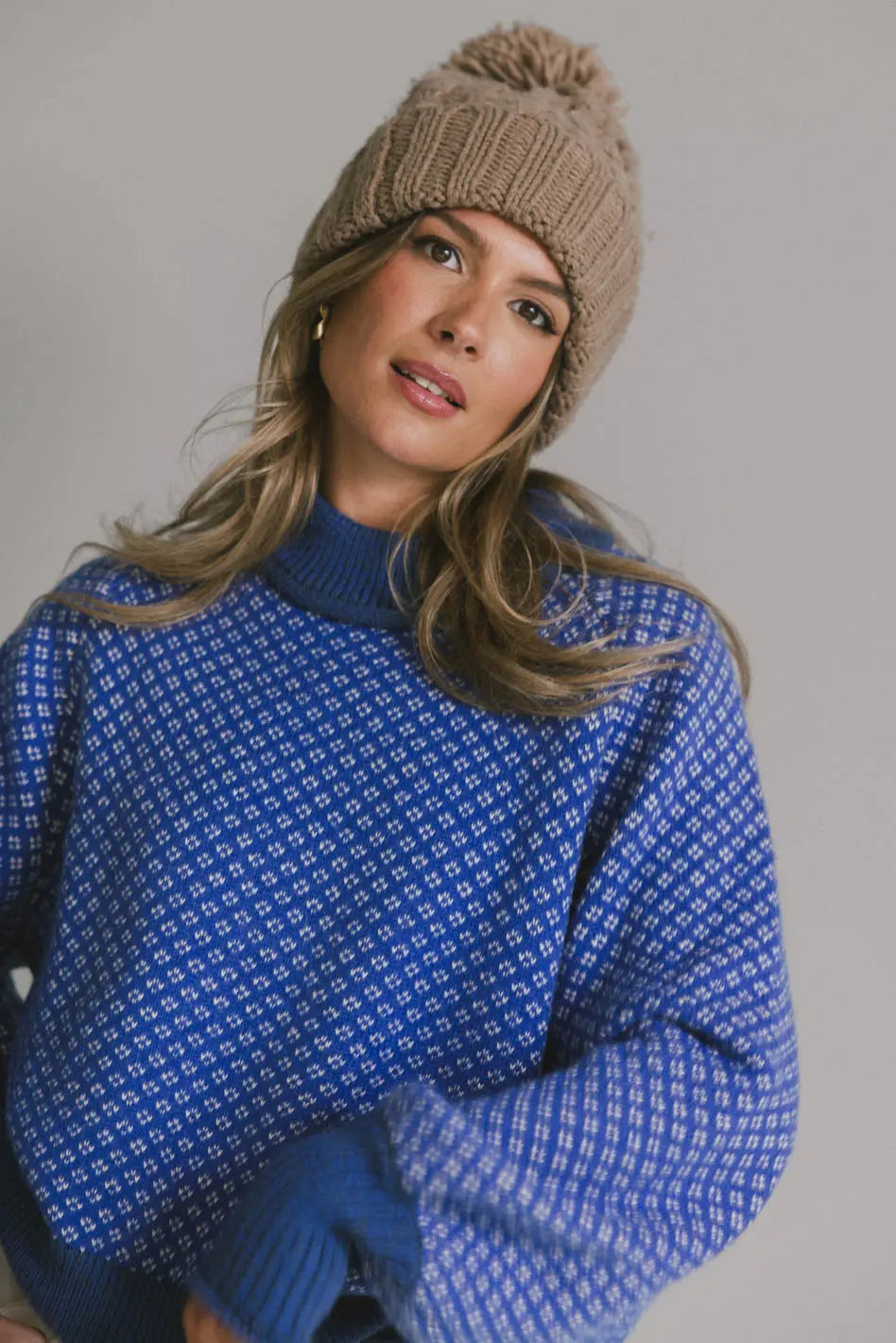 Nathalia Women's Cobalt Blue Knit Sweater - Soft Winter Pullover for Casual Wear & Office Outfits