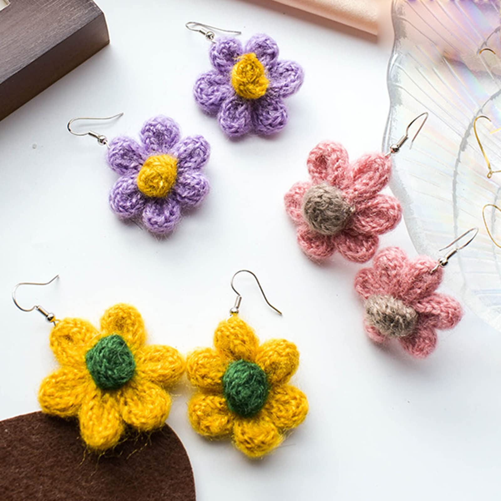 3D Sunflower Earrings for Women - Yellow Enamel Daisy Flower Drop Dangle Earrings, Summer Statement Jewelry for Casual Wear, Party & Gift Giving