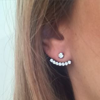 Elegant CZ Ear Jacket Earrings - Sparkling Cubic Zirconia Stud Earrings for Women, Perfect for Parties, Weddings & Special Occasions