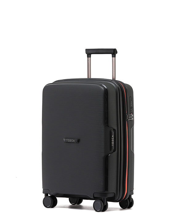 Tosca TCA510 Bel Air 20-Inch Small Cabin Spinner Hard Suitcase - Black/Orange | Lightweight Carry-On Luggage for Air Travel & Weekend Getaways