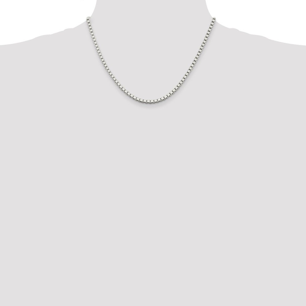 925 Sterling Silver 3mm Box Chain Necklace with Lobster Clasp - Durable Everyday Jewelry for Women & Men, Perfect for Layering, Gift Giving and Special Occasions