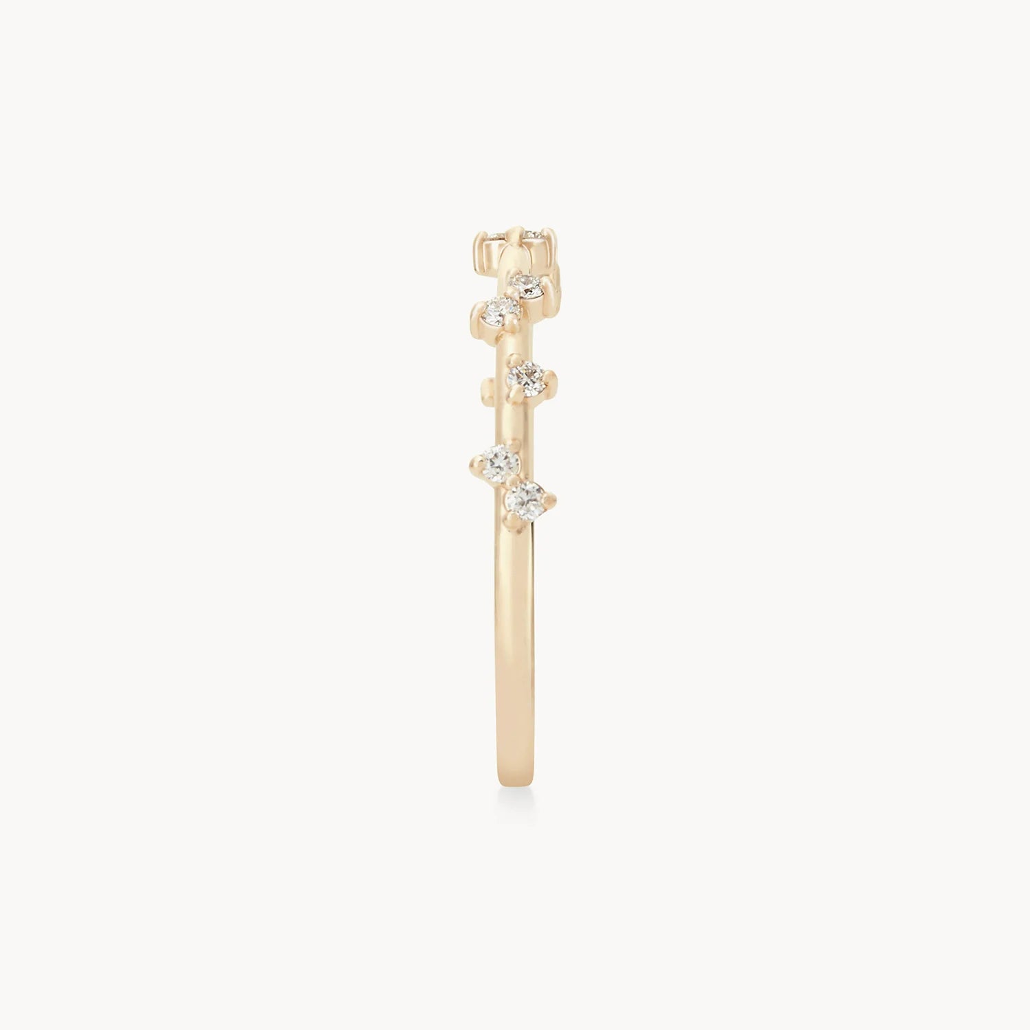 14K Yellow Gold Milky Way Ring with White Diamonds - Elegant Celestial Jewelry for Women, Perfect for Anniversaries, Engagements & Special Occasions