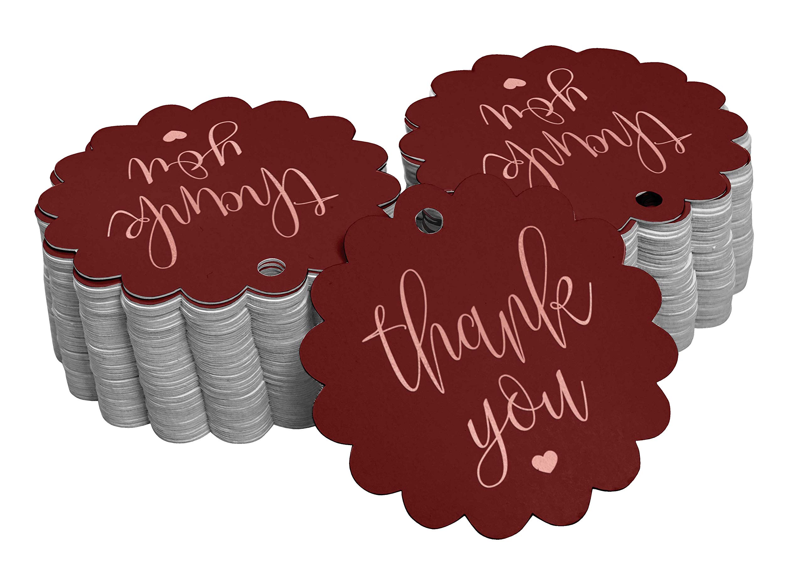 100pcs Real Rose Gold Foil Thank You Bridal Shower Favor Tags - Elegant Wedding Party Decorations & Gift Tags for Bridal Showers, Baby Showers, Weddings