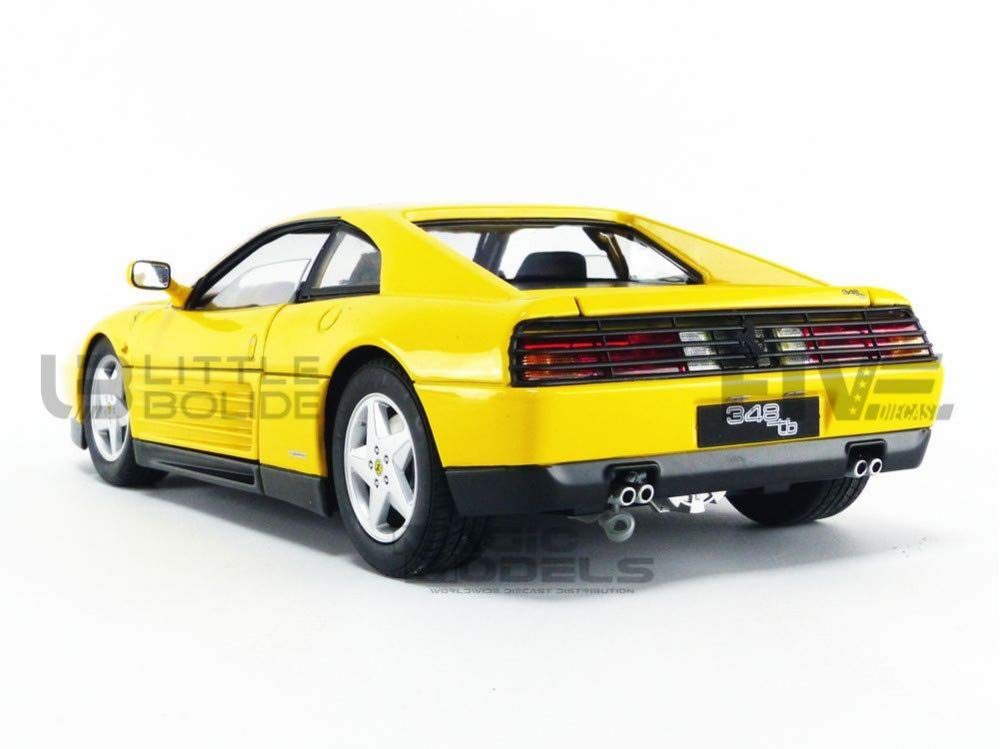 1989 Ferrari 348 TB Yellow Elite Edition 1/18 Scale Diecast Car Model by Hot Wheels - Collectible Sports Car for Display, Gifts & Racing Enthusiasts