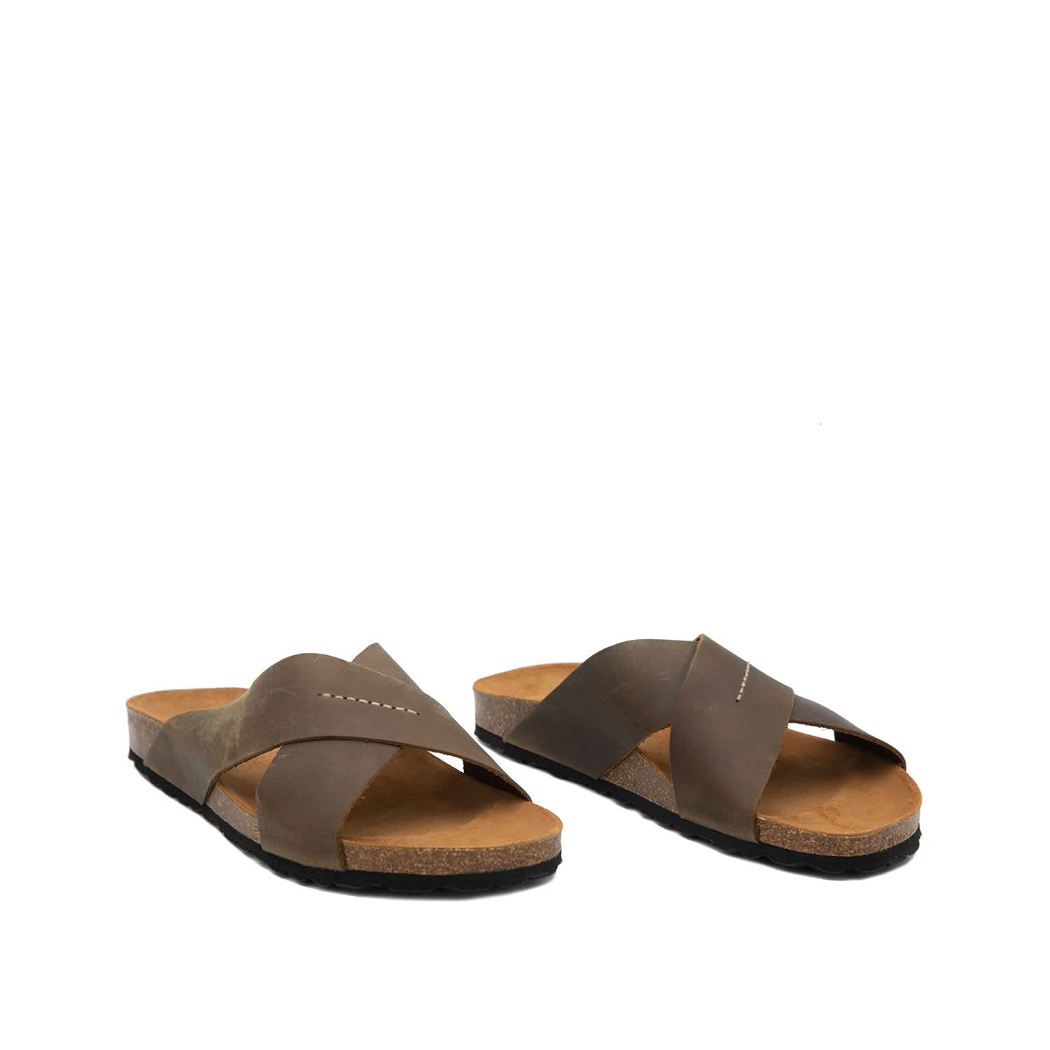 Men's Plain Leather Open Toe Slippers - Comfortable & Breathable House Shoes for Indoor/Outdoor Wear - Perfect for Relaxing at Home, Lounging or Quick Errands
