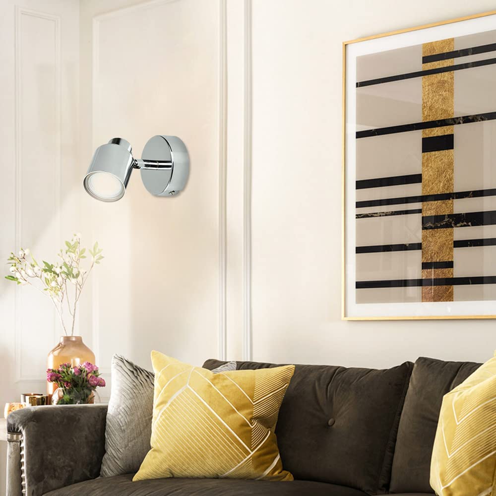 Depuley 3W Adjustable Indoor LED Wall Spotlight - GU10 Bulb Surface Mounted Downlight with US Plug | Perfect for Living Room, Bedroom, Hallway & Staircase Lighting