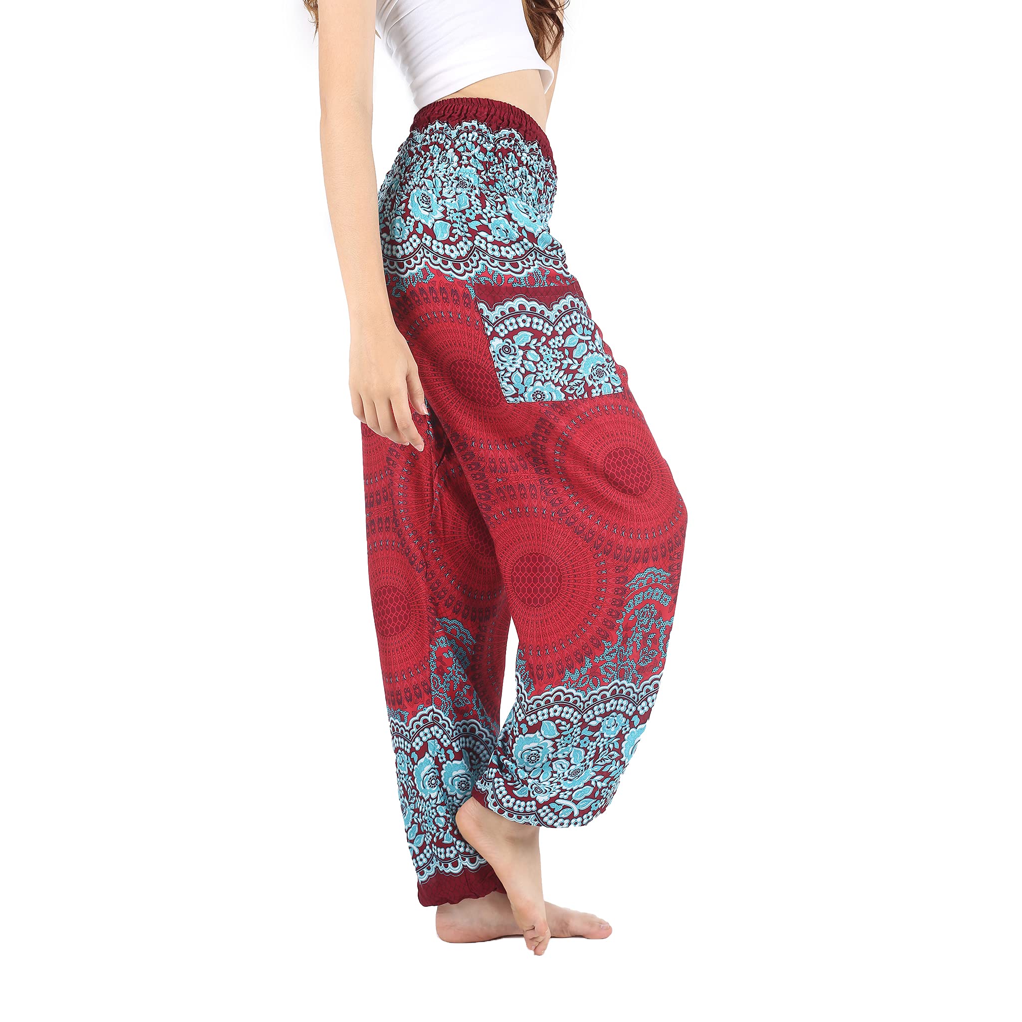 Boho Harem Pants for Women - Comfortable Yoga Trousers, Bohemian Beach Lounge Pants for Yoga, Meditation & Vacation Wear
