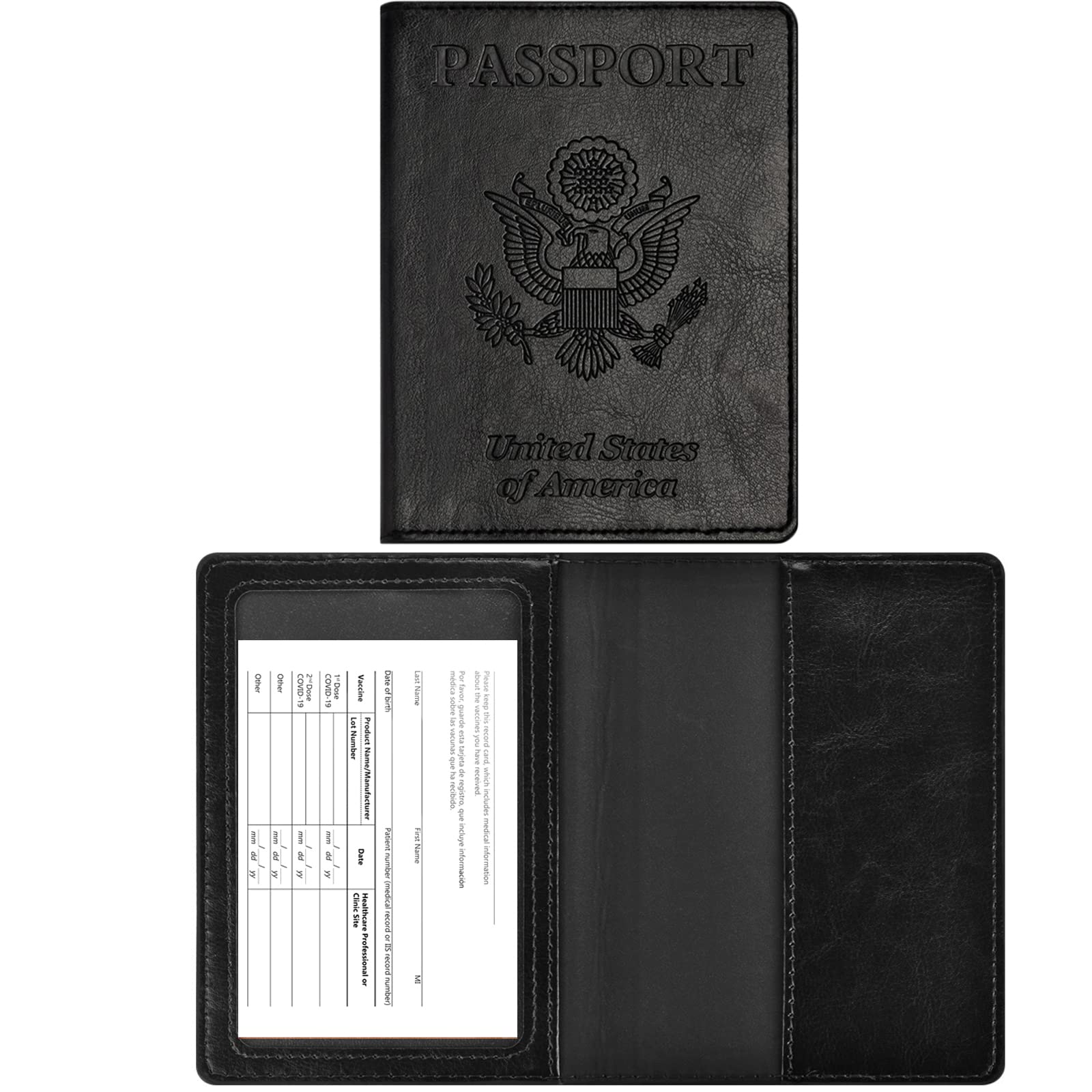 Premium Passport and Vaccine Card Holder Combo - RFID Blocking Travel Wallet with Secure Vaccine Card Slot - Perfect for International Travel, Airports, and Vaccination Records Storage