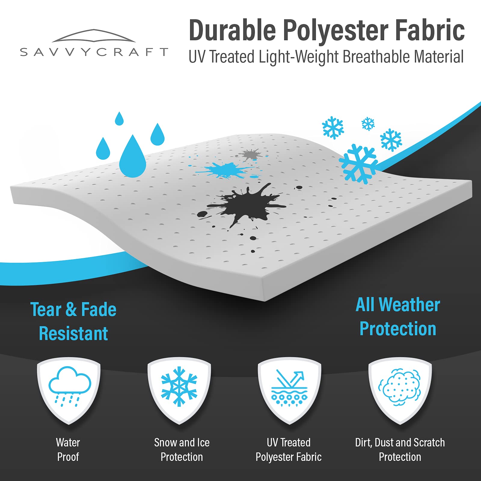 SavvyCraft Premium Waterproof RV Cover for 20'-22' Travel Trailers - Windproof, Tear-Resistant Camper Cover with Access Panels | Perfect for Outdoor Storage, Winter Protection & Long-Term Parking