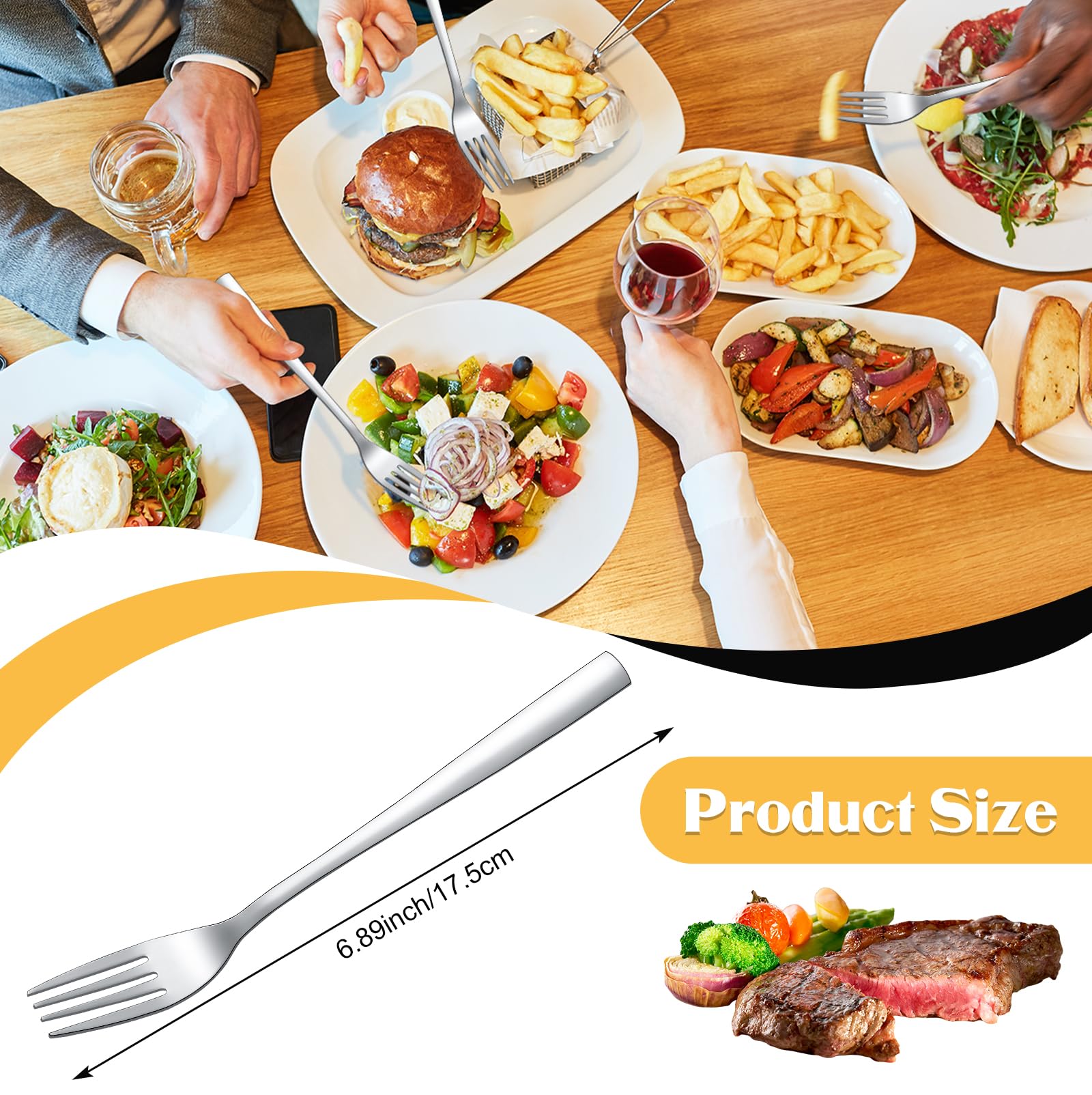 100-Piece Minatee Stainless Steel Dinner Forks Set - 6.9