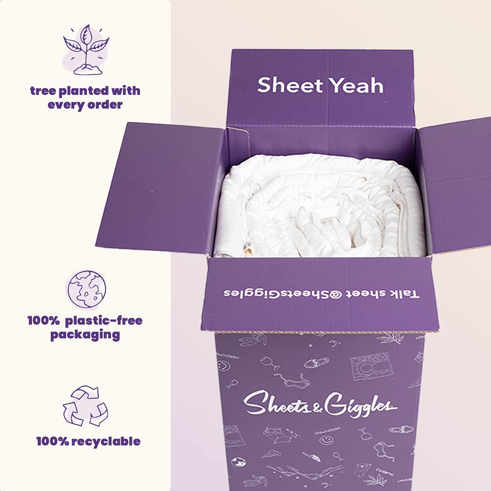 Sheets & Giggles 100% Cotton Down Alternative Comforter - All Season King Size Cooling Blanket - Hypoallergenic & Breathable - Perfect for Hot Sleepers & Bedroom Decor - White