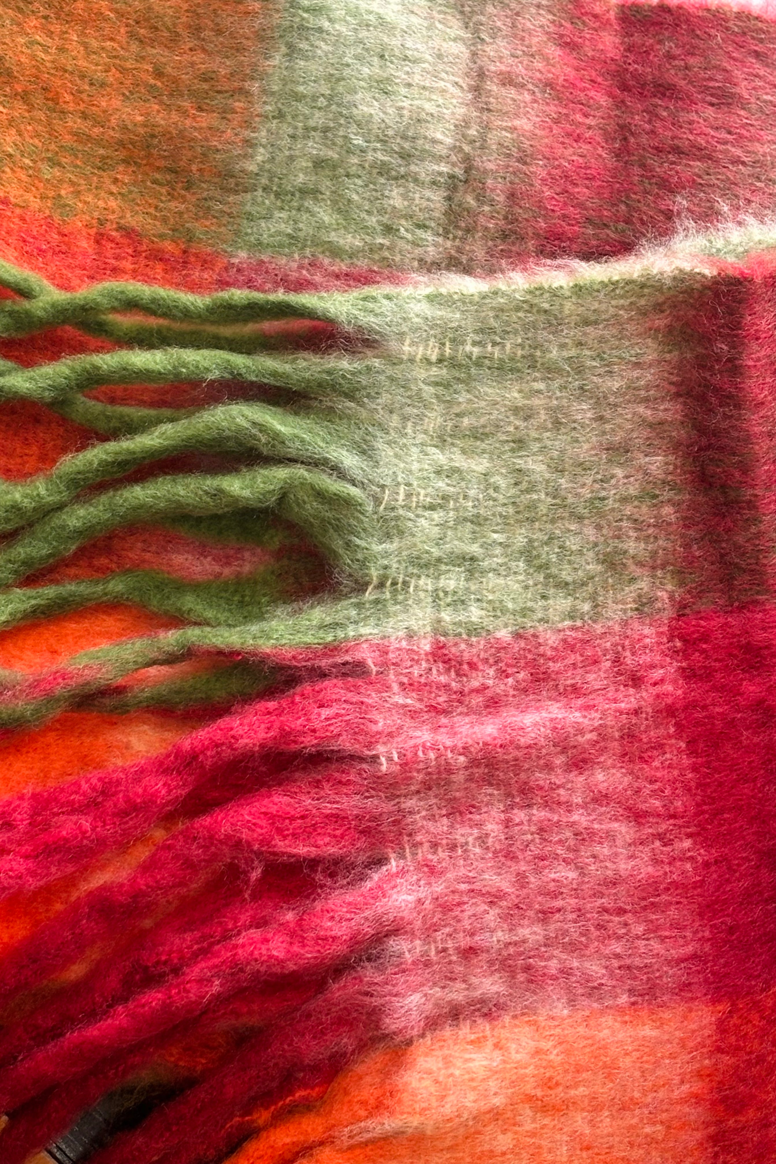 Cruz Scarf - Green & Orange Check Plaid Fashion Scarf for Women & Men - Perfect for Fall, Winter & Outdoor Activities