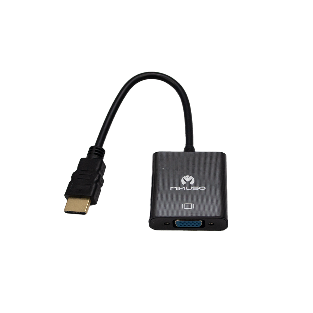 Mikuso HDMI to VGA + Audio Adapter Cable - 1080P Full HD Converter with 3.5mm Audio Jack for PC, Laptop, Monitor, Projector - Black [CBL 018 BK] - Perfect for Home Office, Gaming & Presentations