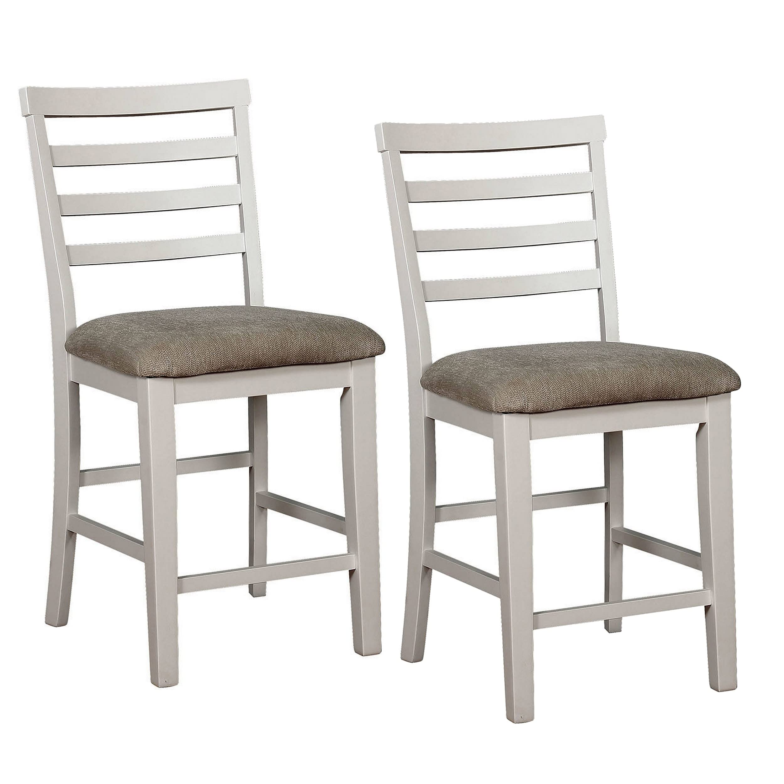 Benjara Wooden Counter Height Dining Chairs Set of 2 - White & Beige Bar Stools for Kitchen Island, Breakfast Nook & Small Space Dining
