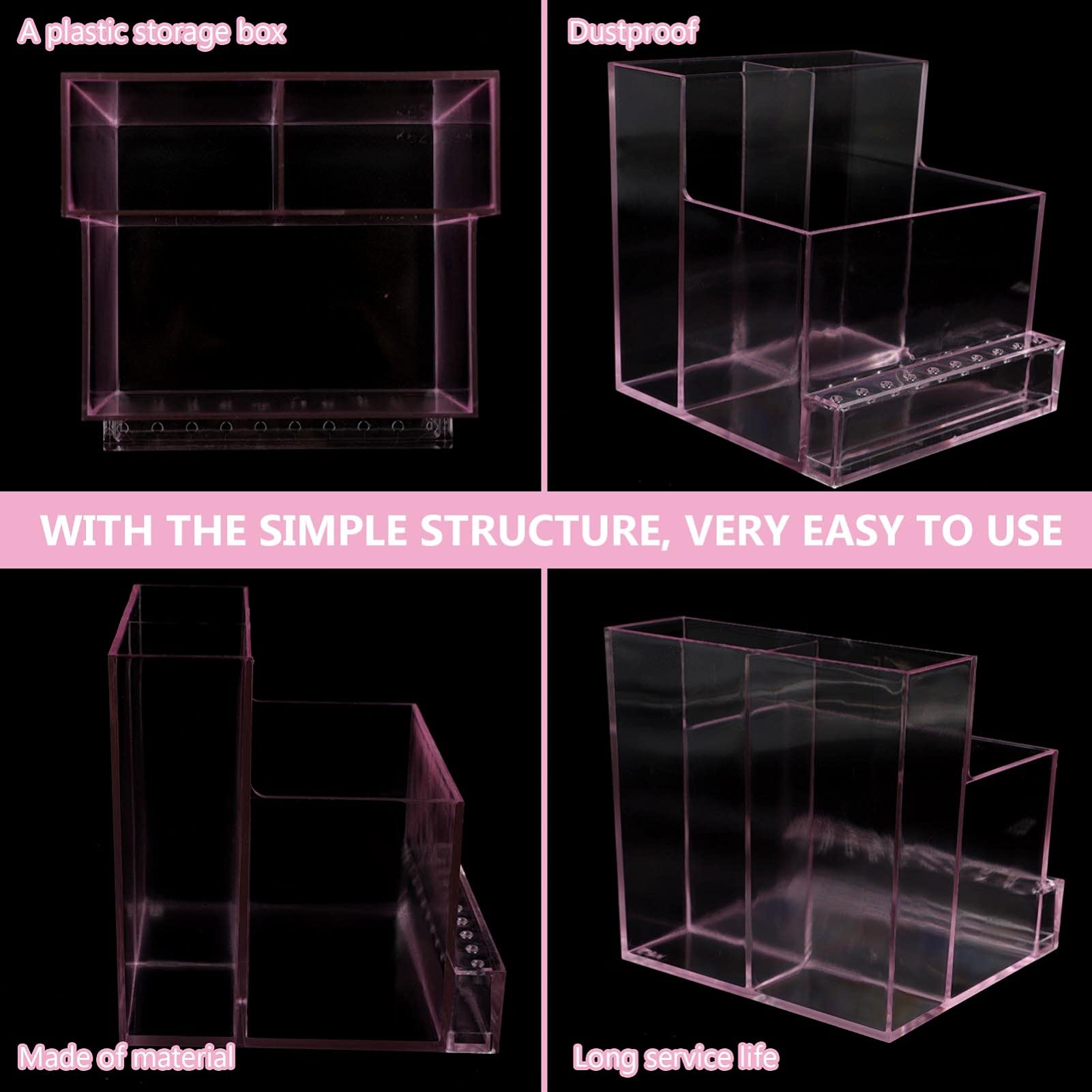 EXCLUZO Makeup Storage Organizer Box with Nail Drill Bit Holder - Professional Nail Art Tool Organizer for Acrylic Nail Polish Drill Bits & Brushes - Perfect for Salon, Home Manicure & Beauty Storage