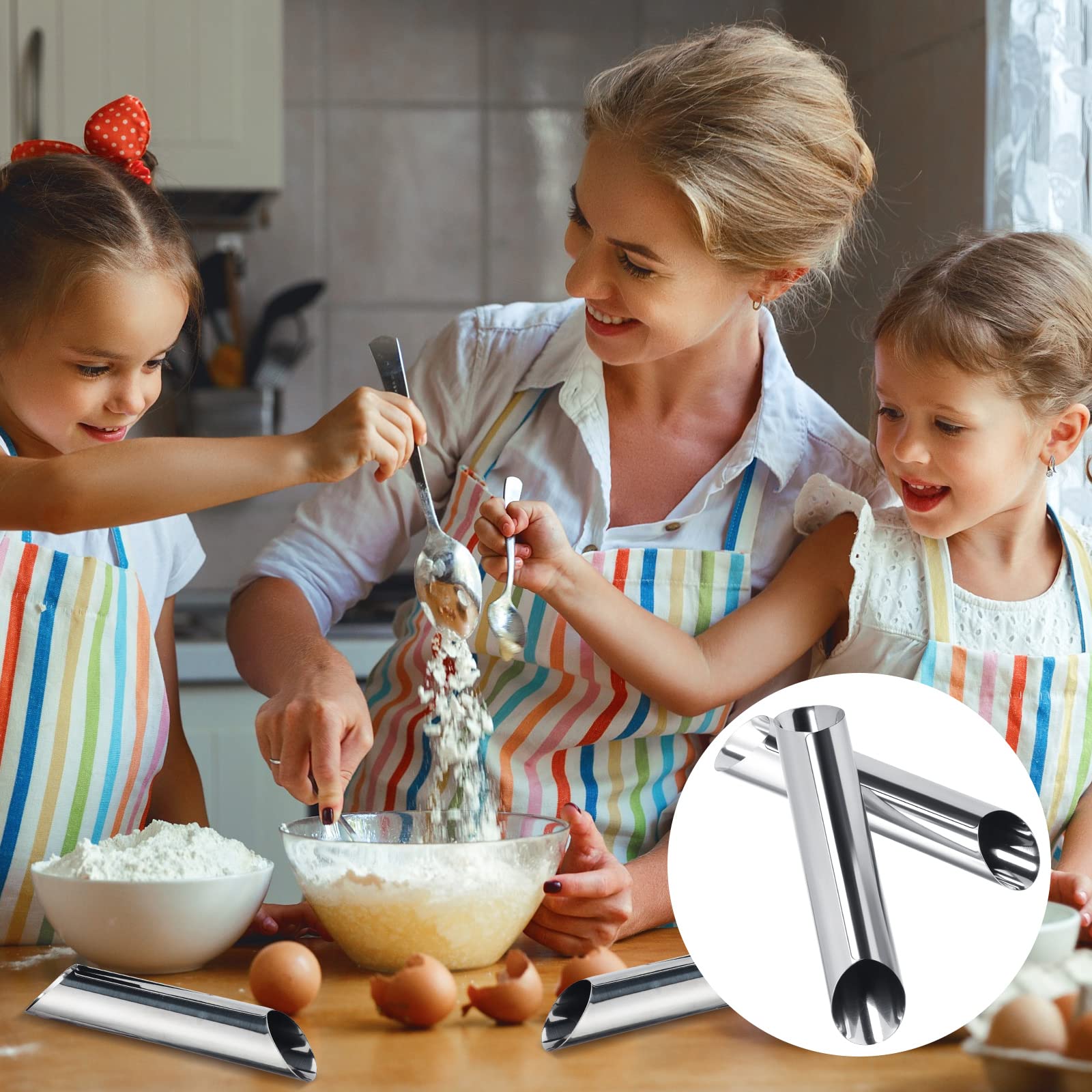 Yexiya 50 Pcs Stainless Steel Cannoli Tubes & Cream Horn Molds - Non Stick Danish Pastry Forms for Baking Croissant Shells, Cookie Dough & Cream Rolls | Perfect for Home Bakeries, Italian Desserts & Professional Pastry Making