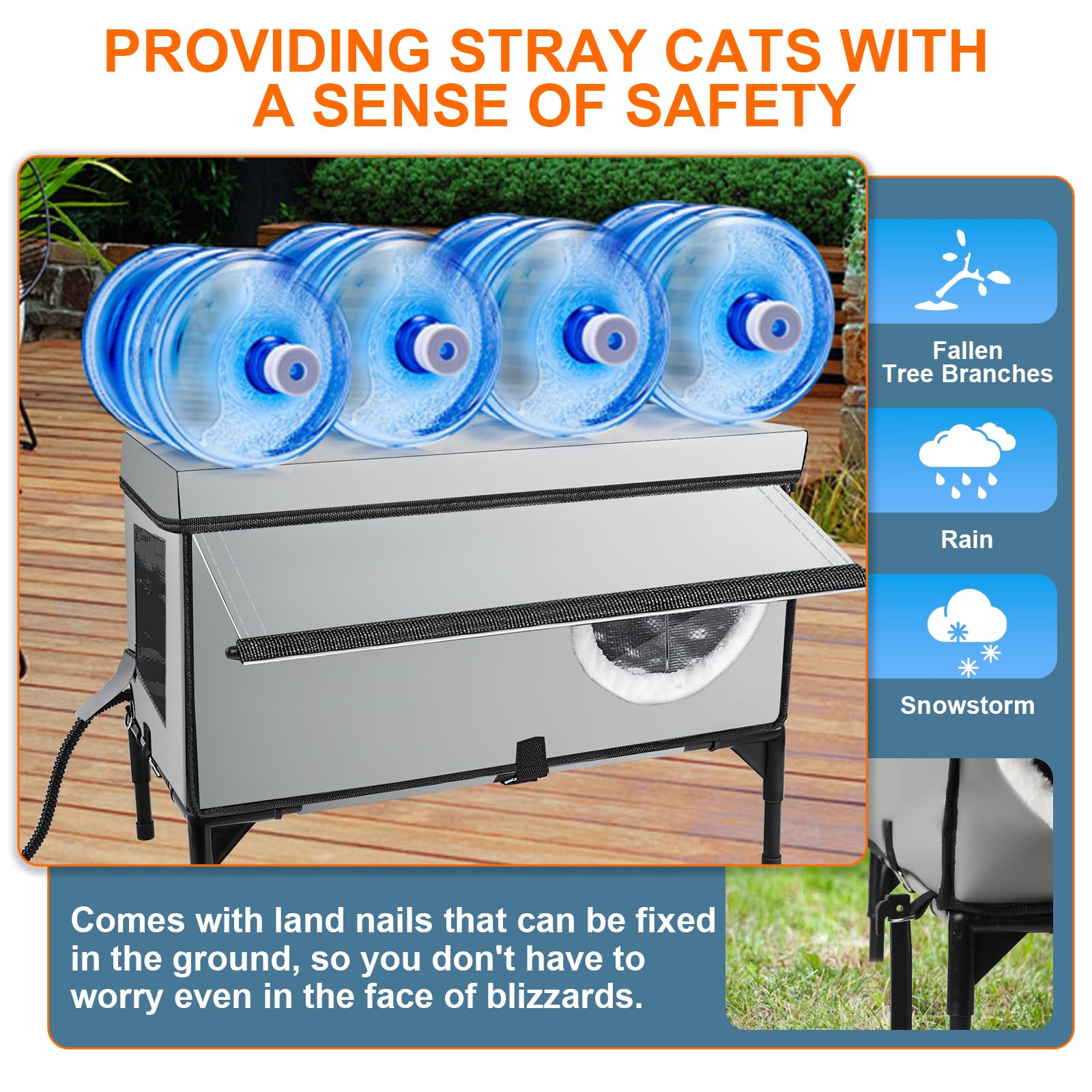 **Weatherproof Heated Cat House for Outdoor Cats - Insulated Winter Shelter with Heating Pad, Waterproof & Warm for Stray & Feral Cats - Grey (Perfect for Backyards, Garages & Cold Weather Protection)**