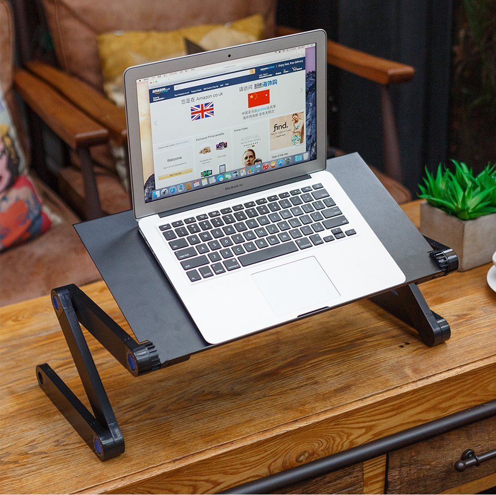 Adjustable Laptop Stand with Cooling Fans - Portable Laptop Bed Desk for Work & Study, Ergonomic Notebook Holder with Mouse Pad - Perfect for Home Office, Bed, Couch & Sofa Use