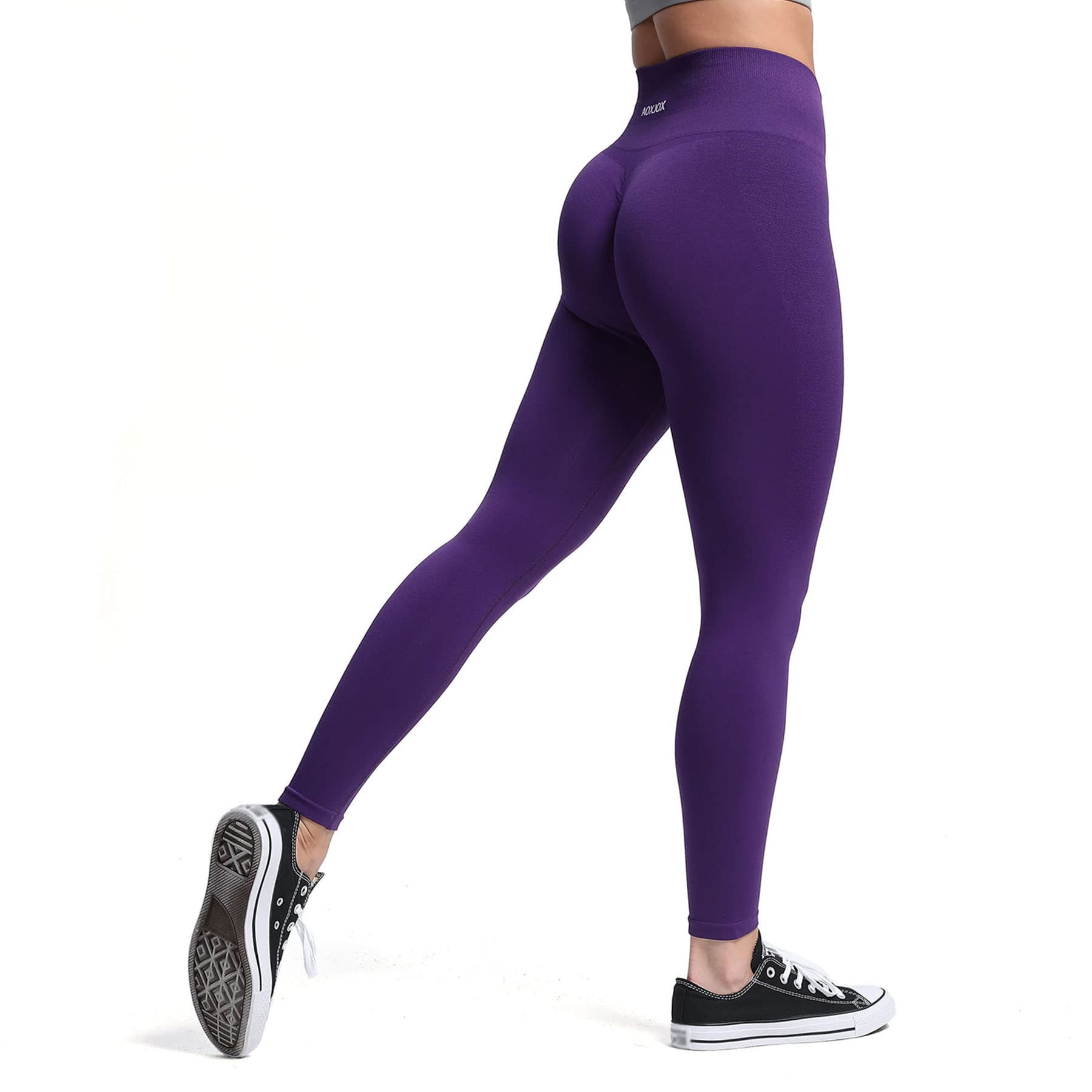 Aoxjox High Waisted Seamless Scrunch Leggings for Women - Tummy Control Workout Yoga Pants - Gym, Running, Fitness & Lounge Wear - 22 Inch Inseam