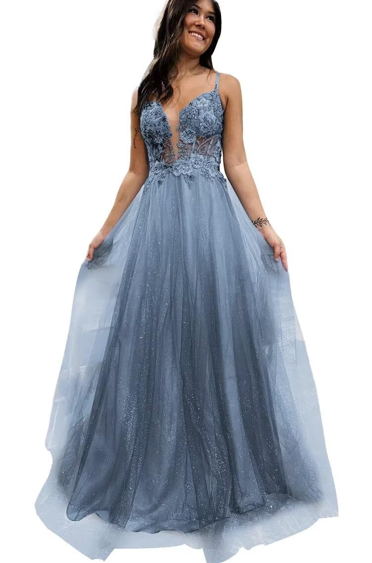 Elegant A-Line Prom Dresses for Women - Long Tulle Formal Evening Gown with Flowy Skirt | Perfect for Homecoming, Prom Night, Wedding & Special Occasions