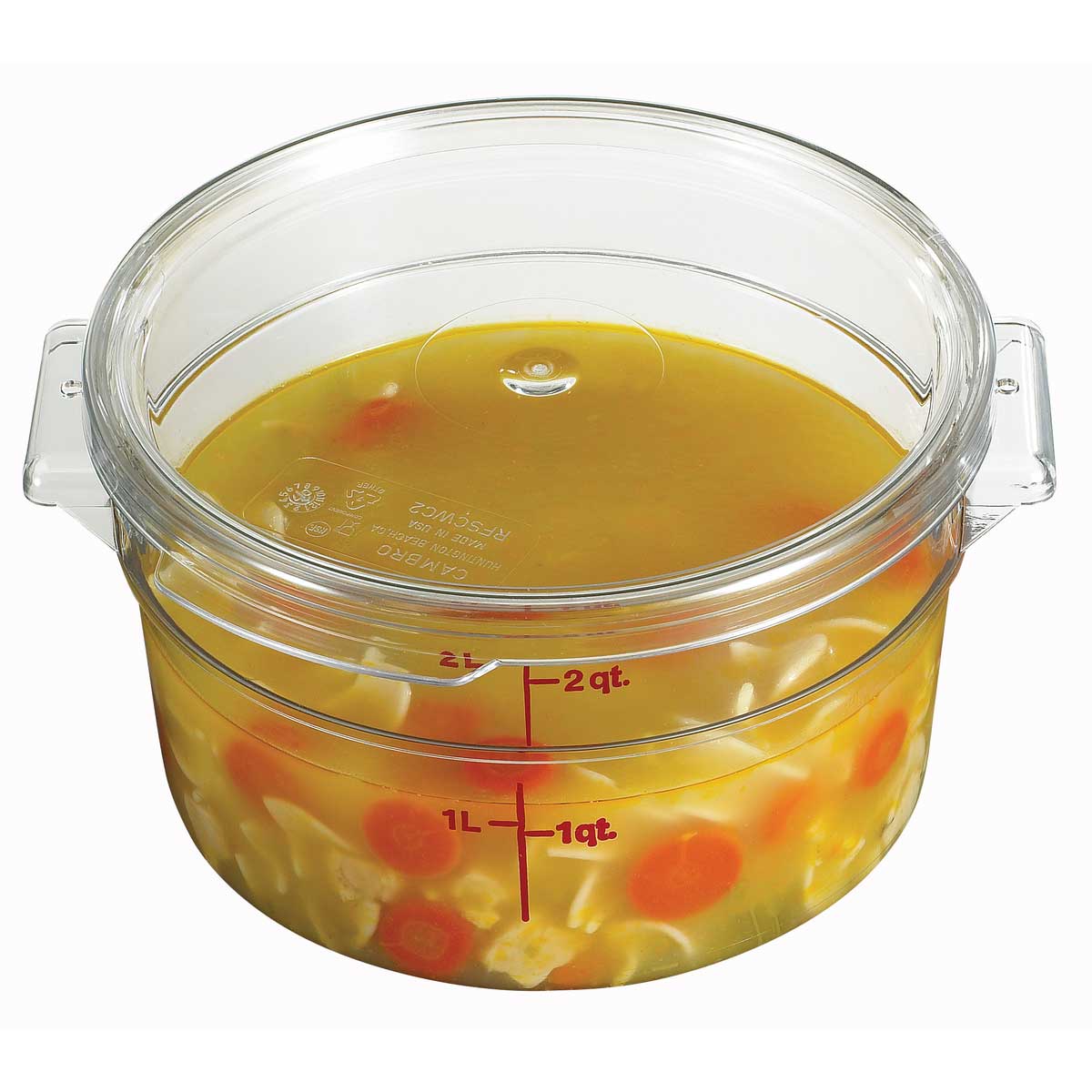 Cambro RFSCWC2135 Camwear Round Clear Storage Lid - 2 Quart & 4 Quart Food Container Cover - Perfect for Kitchen Organization, Meal Prep, and Commercial Food Service